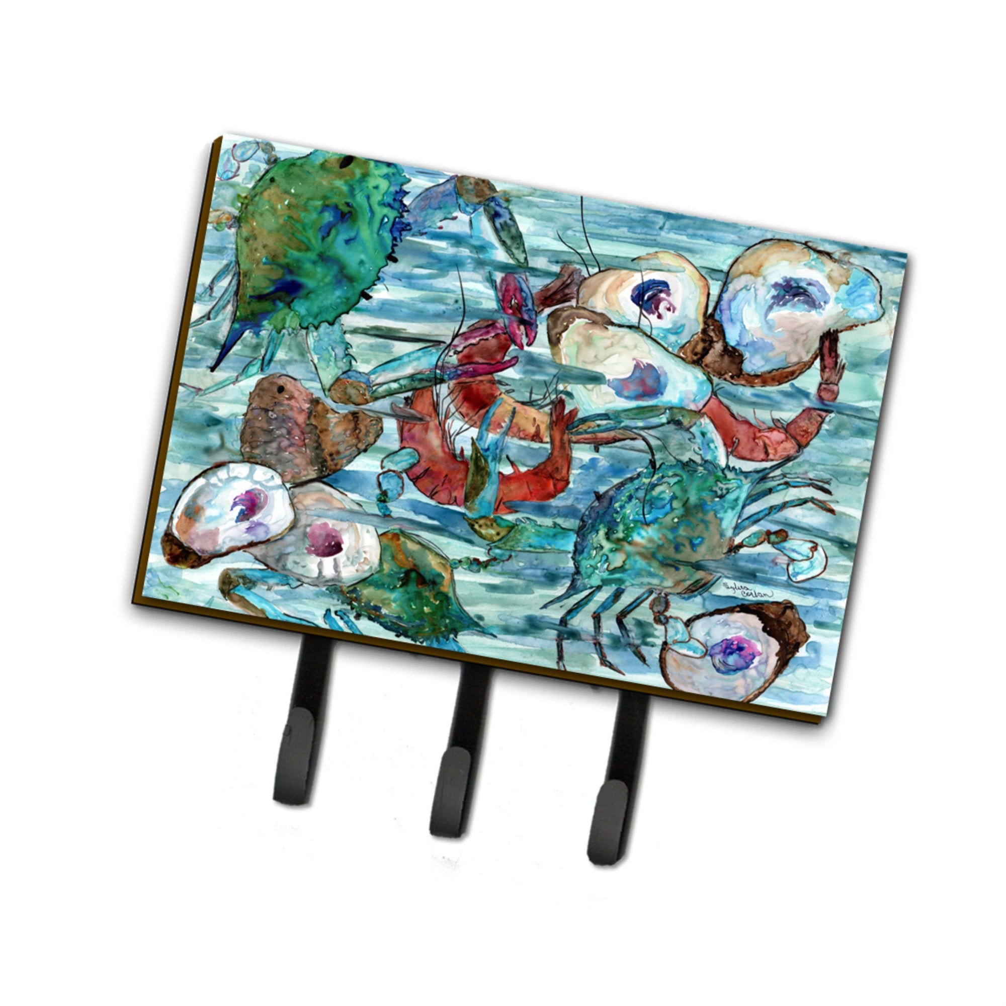 Caroline'S Treasures Watery Shrimp, Crabs And Oysters Leash Or Key Holder 8964Th68, Triple, Multicolor
