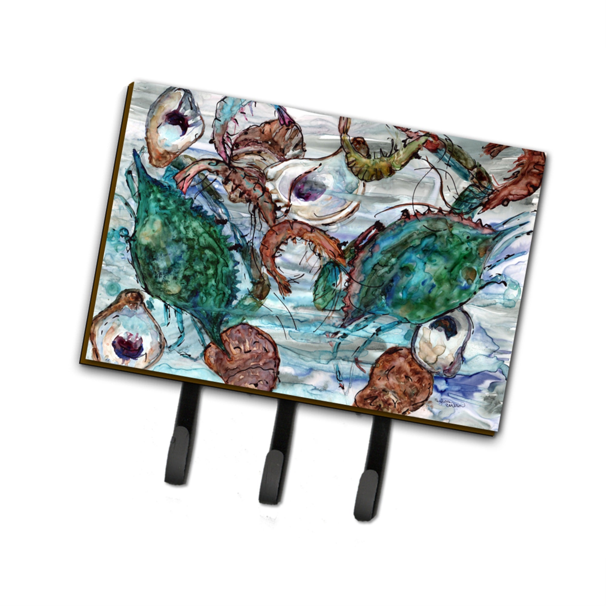 Caroline'S Treasures Shrimp, Crabs And Oysters In Water Leash Or Key Holder 8965Th68, Triple, Multicolor