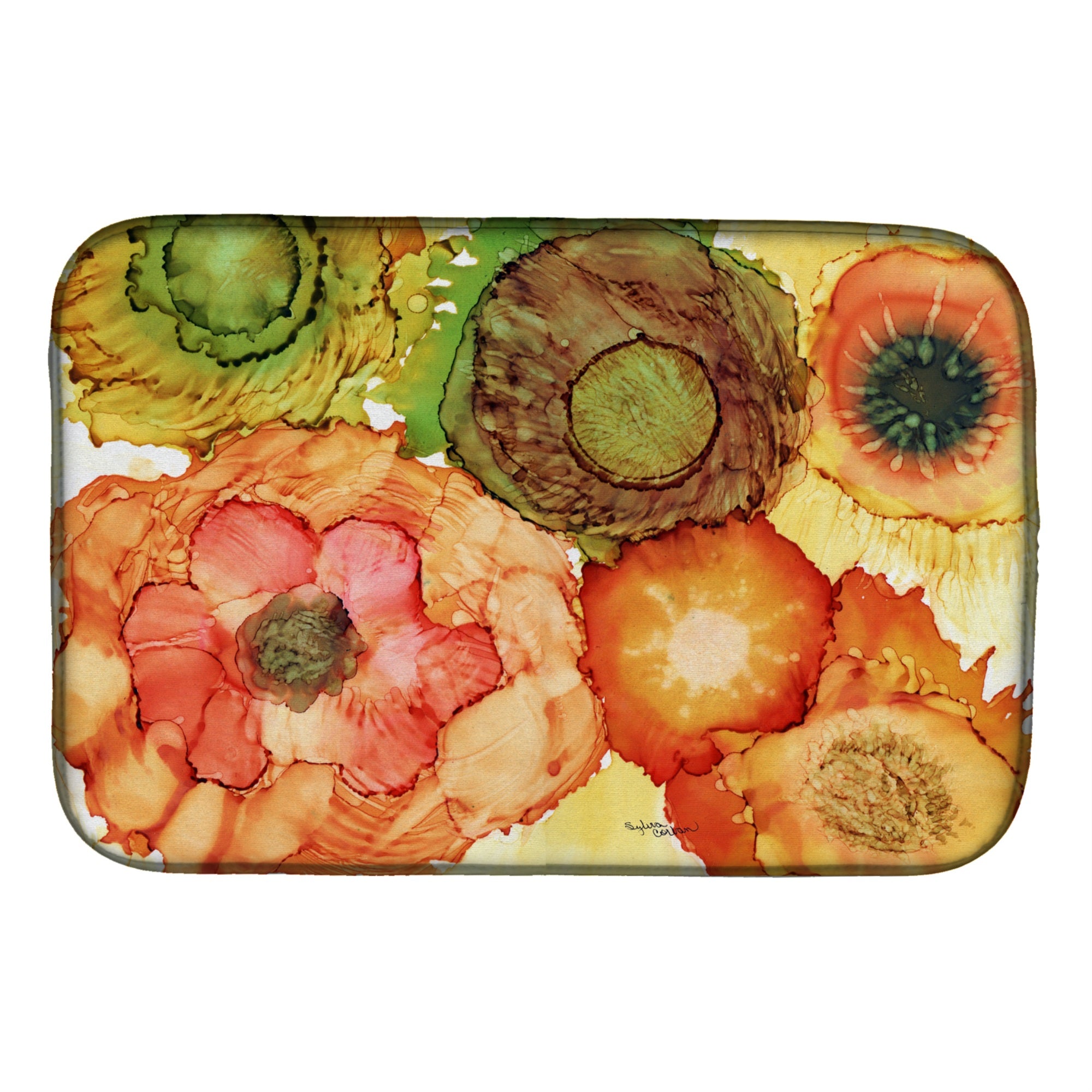 Caroline'S Treasures Abstract Flowers Blossoms Dish Drying Mat, 14 X 21, Multicolor