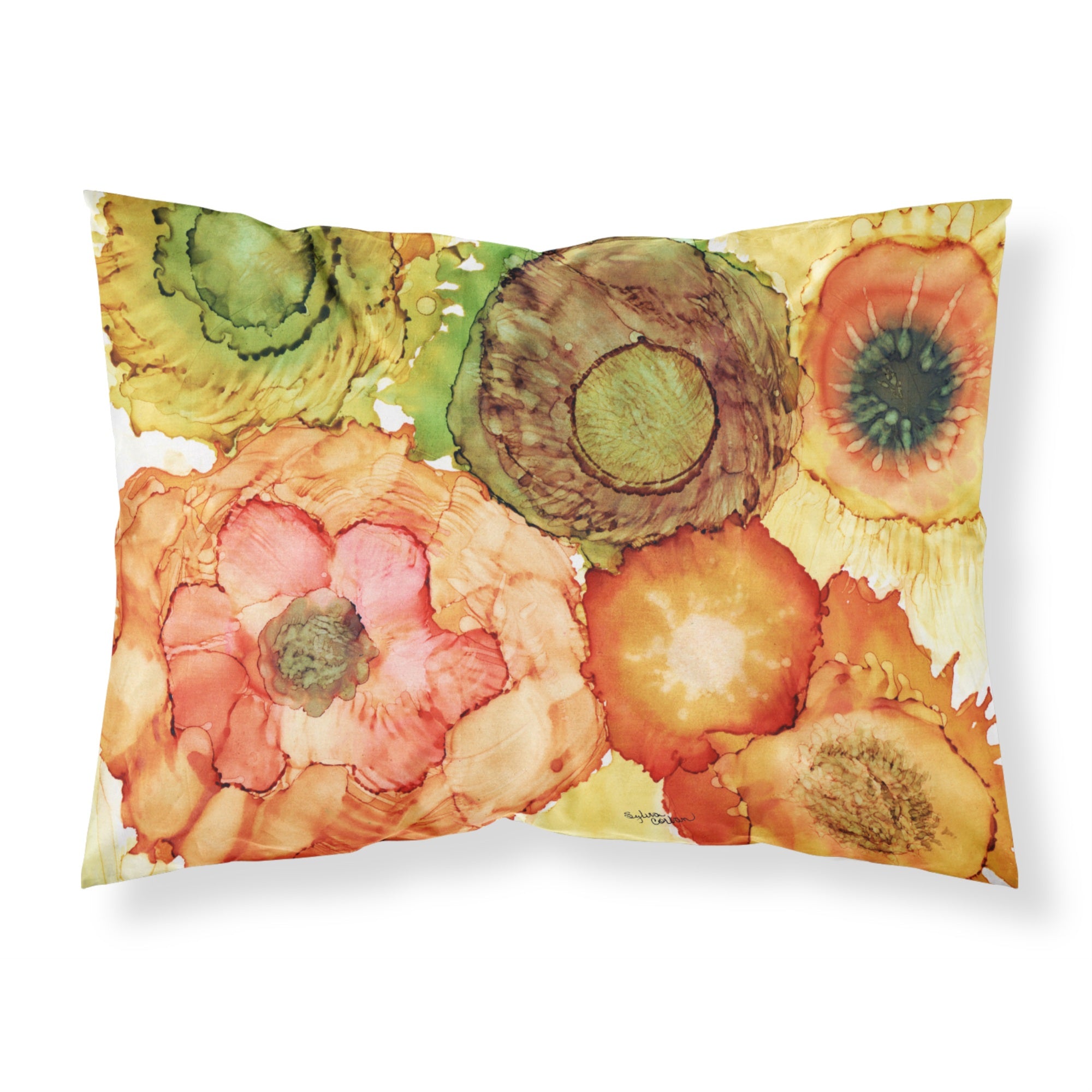 Caroline'S Treasures Abstract Flowers Blossoms Fabric Standard Pillowcase 8970Pillowcase, Multicolor