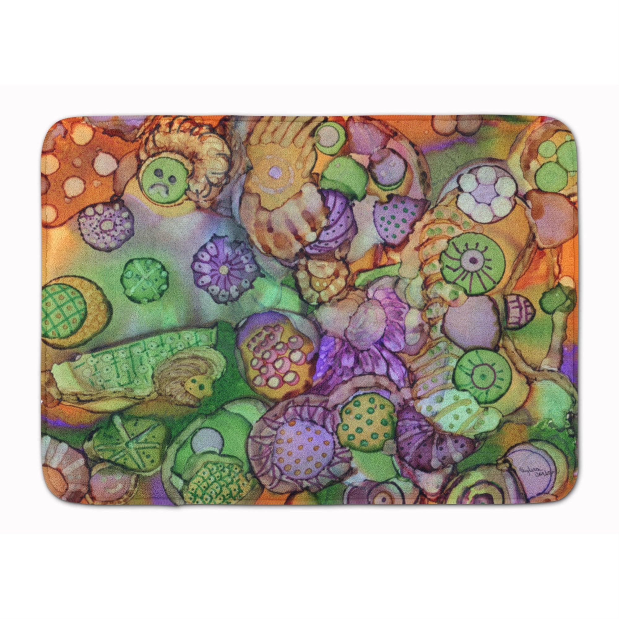 Caroline'S Treasures Abstract In Purple Green And Orange Floor Mat, 19 X 27, Multicolor