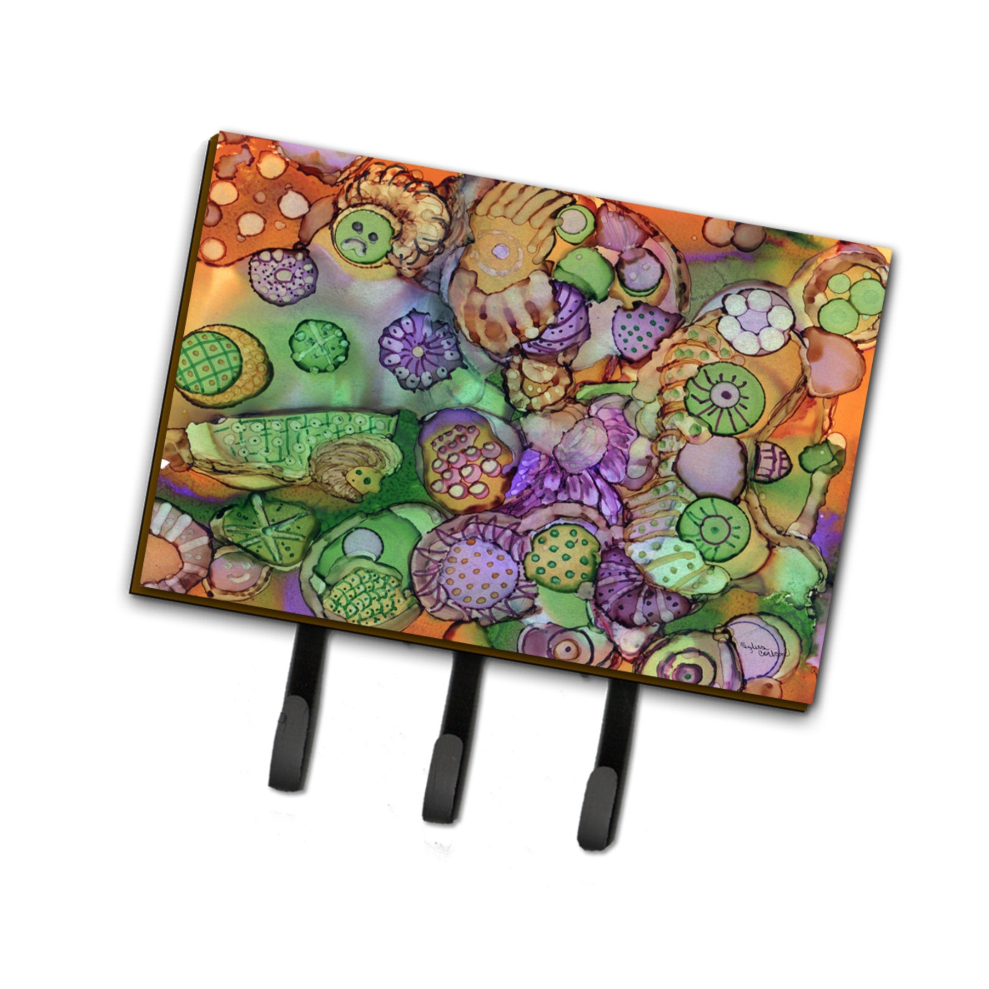 Caroline'S Treasures Abstract In Purple Green And Orange Leash Or Key Holder 8971Th68, Triple, Multicolor