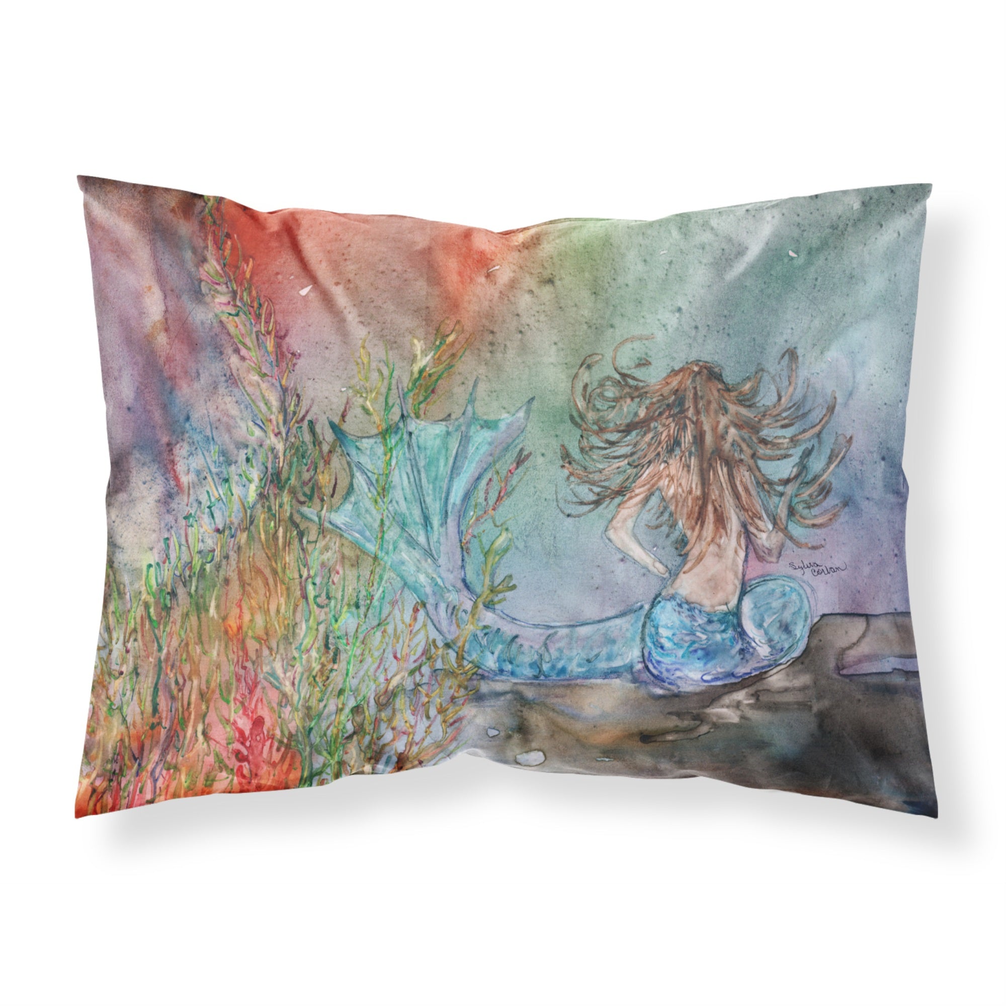 Caroline'S Treasures Brunette Mermaid Water Fantasy Fabric Standard Pillowcase 8972Pillowcase, Multicolor