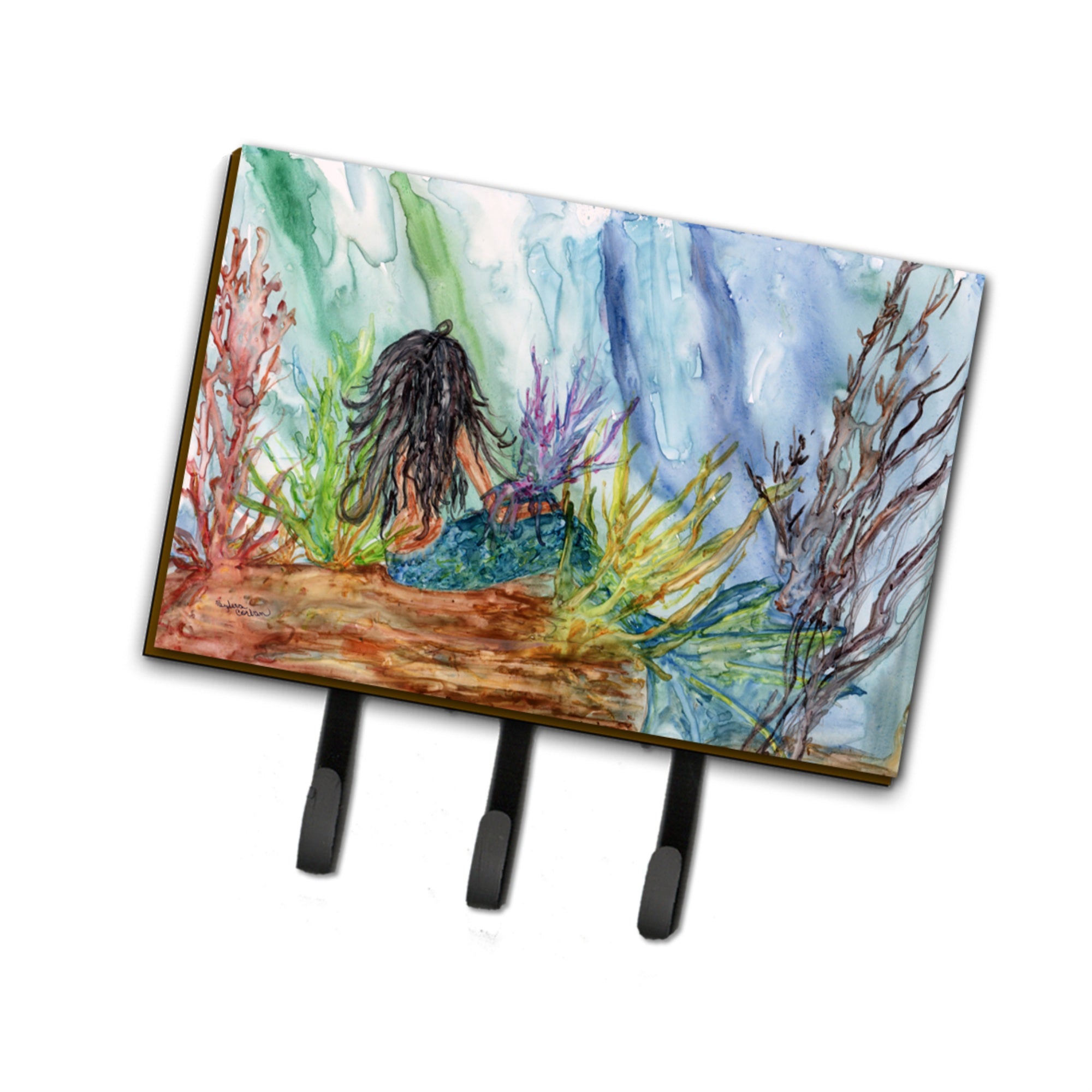 Caroline'S Treasures Black Haired Mermaid Water Fantasy Leash Or Key Holder 8974Th68, Triple, Multicolor