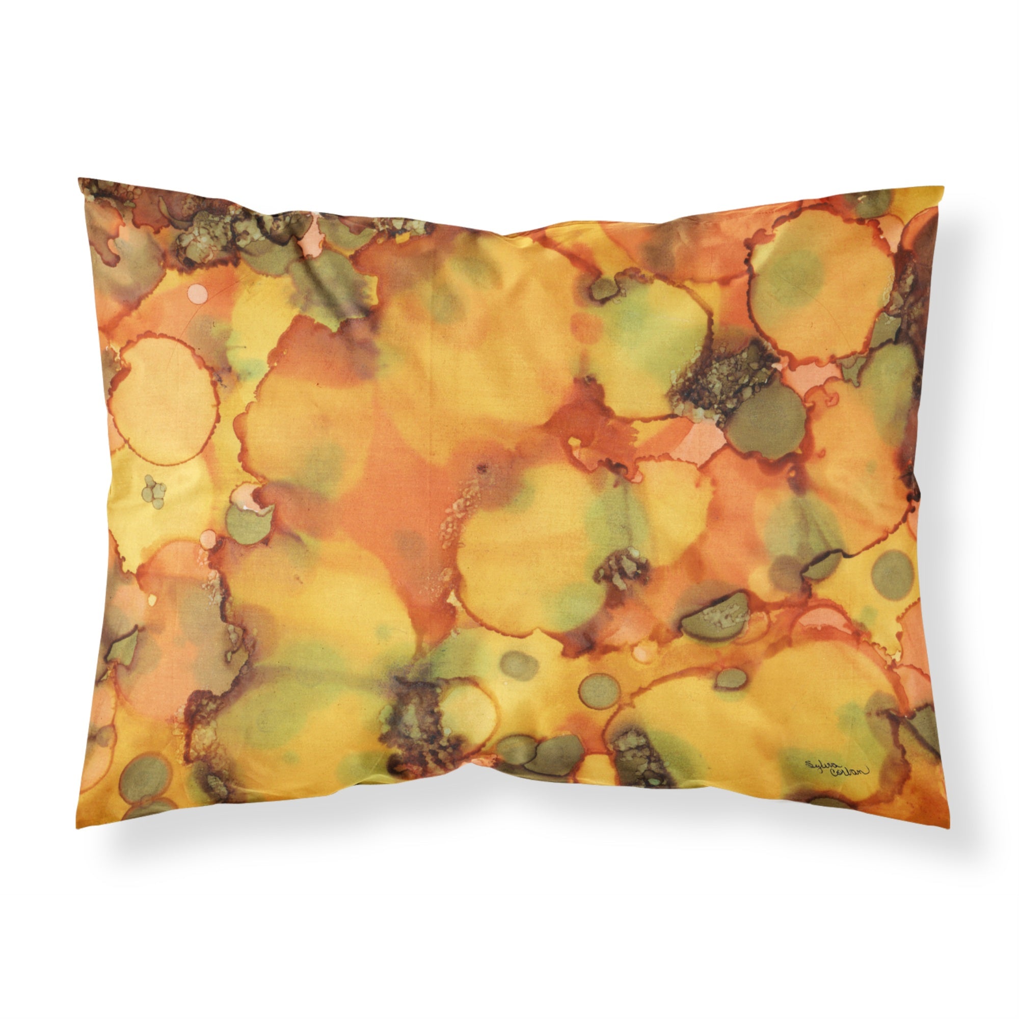 Caroline'S Treasures Abstract In Orange And Greens Fabric Standard Pillowcase 8976Pillowcase, Multicolor