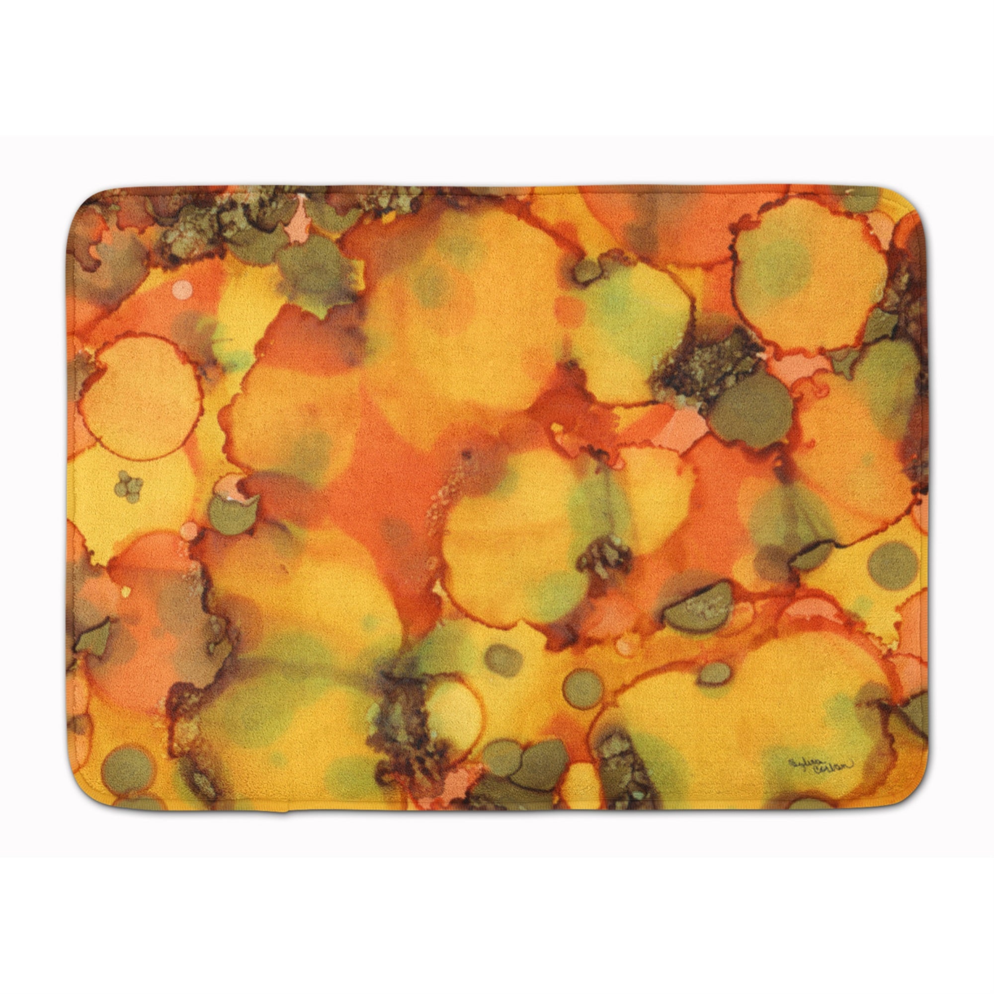 Caroline'S Treasures Abstract In Orange And Greens Floor Mat, 19 X 27, Multicolor