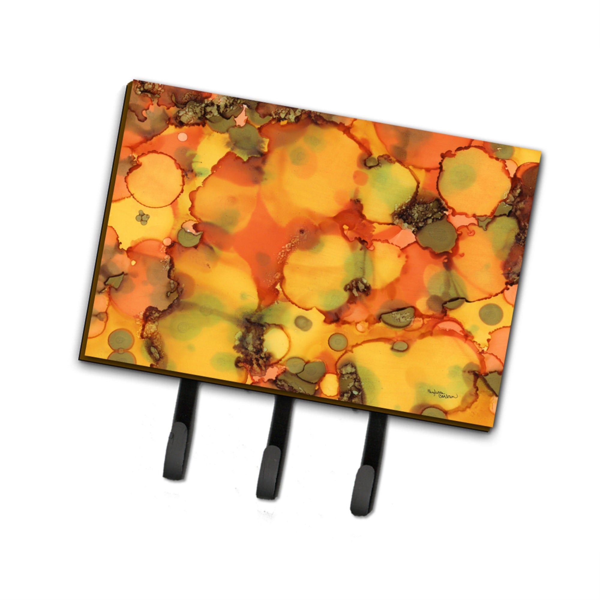 Caroline'S Treasures Abstract In Orange And Greens Leash Or Key Holder 8976Th68, Triple, Multicolor