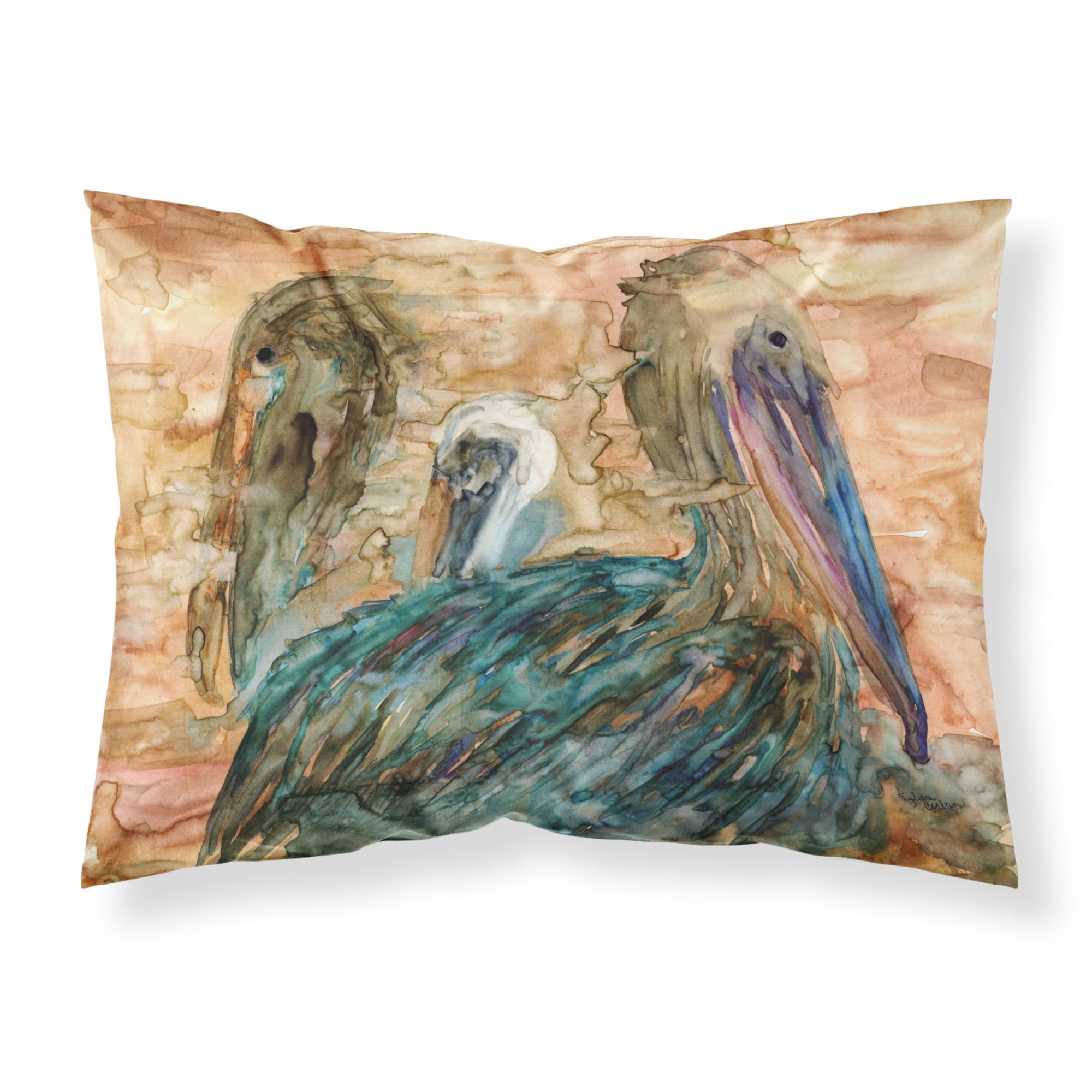 Caroline'S Treasures Abstract Pelicans Fabric Standard Pillowcase 8977Pillowcase, Multicolor