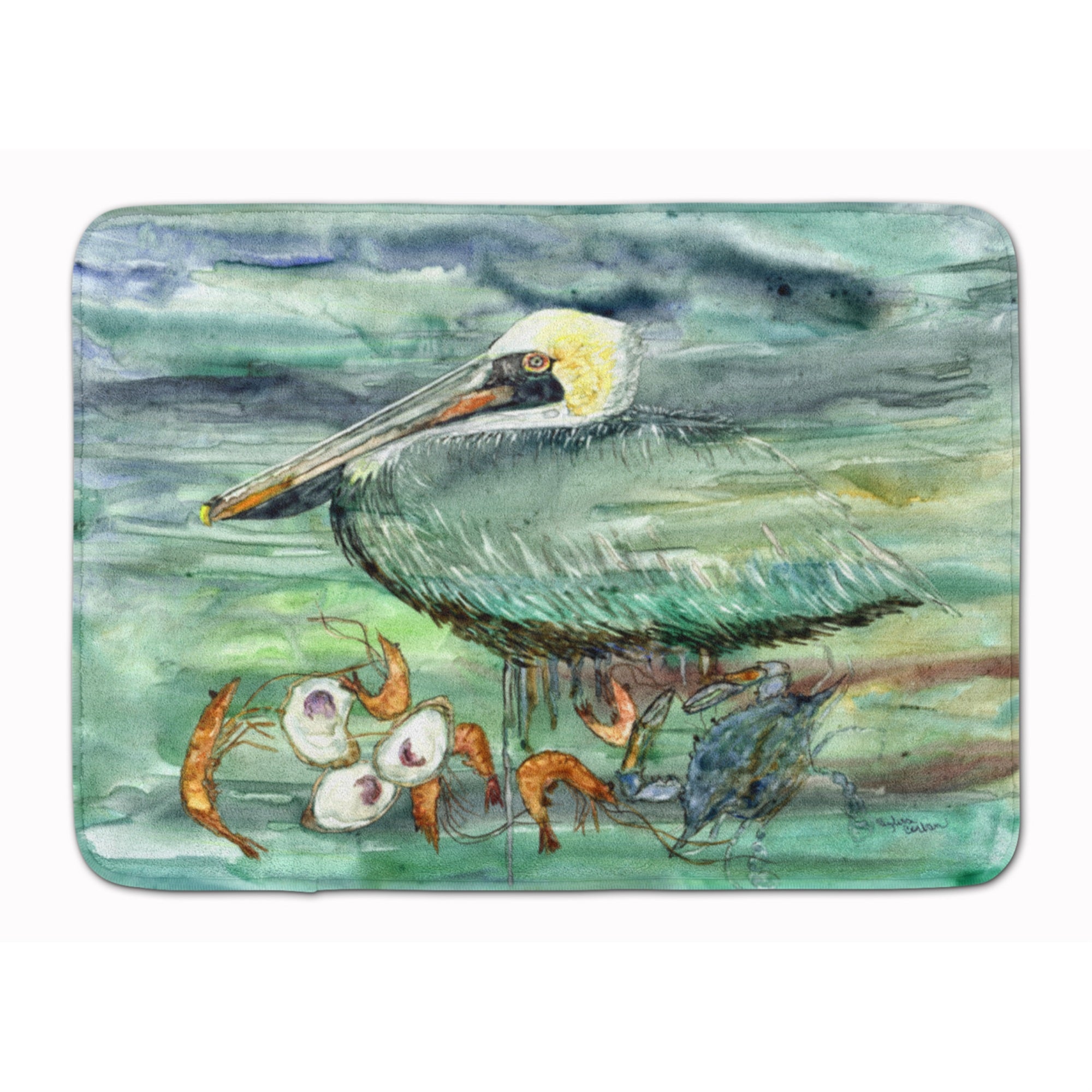 Caroline'S Treasures Watery Pelican, Shrimp Crab And Oysters Floor Mat, 19 X 27, Multicolor