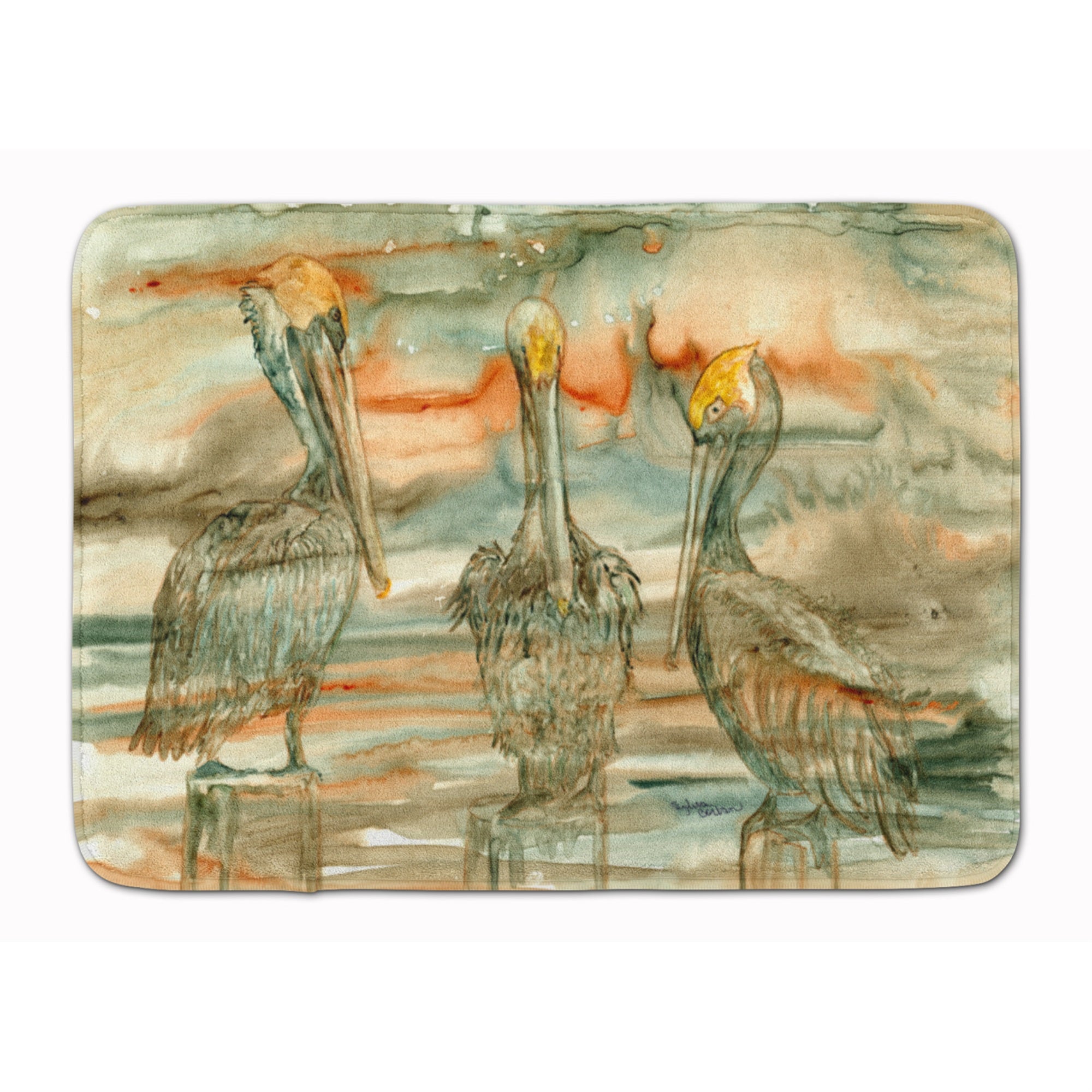Caroline'S Treasures Pelicans On Their Perch Abstract Floor Mat, 19 X 27, Multicolor