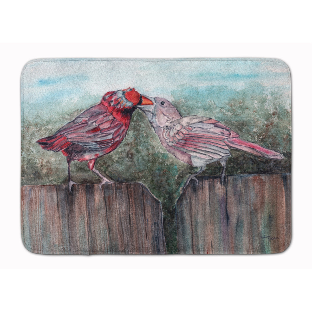 Caroline'S Treasures Red Bird Feeding Floor Mat, 19 X 27, Multicolor