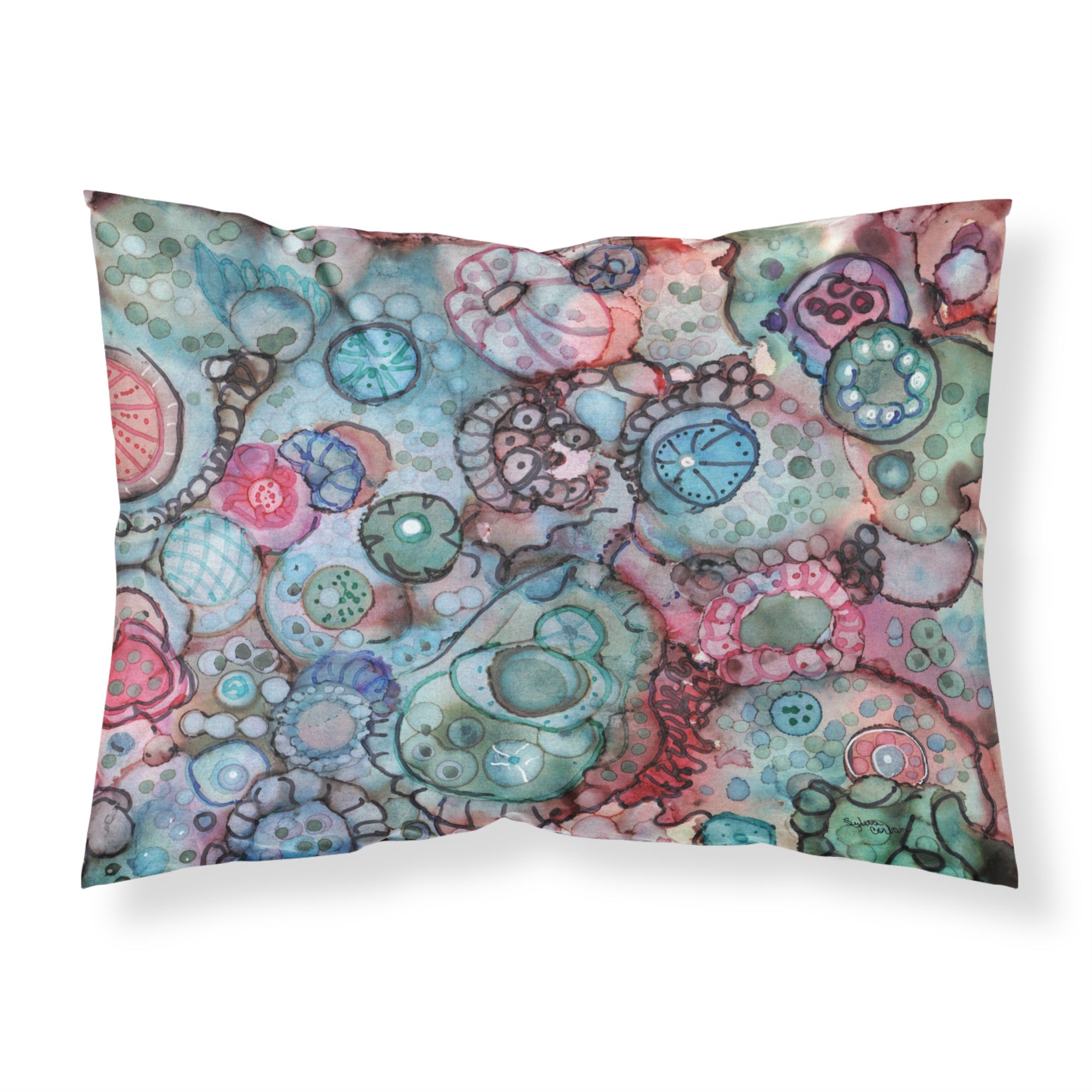 Caroline'S Treasures Abstract In Reds And Blues Fabric Standard Pillowcase 8982Pillowcase, Multicolor