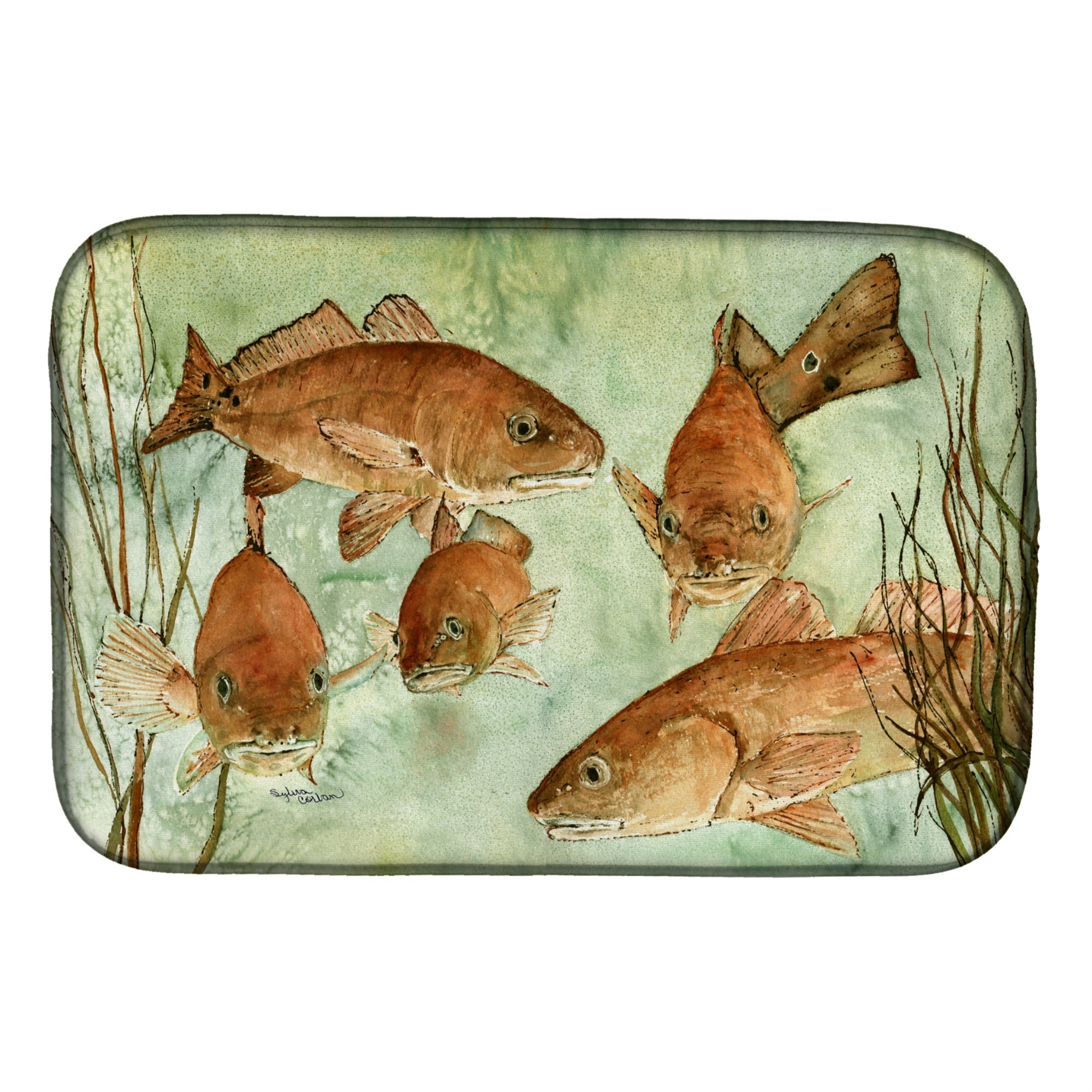Caroline'S Treasures Fish Swim Dish Drying Mat, 14 X 21, Multicolor