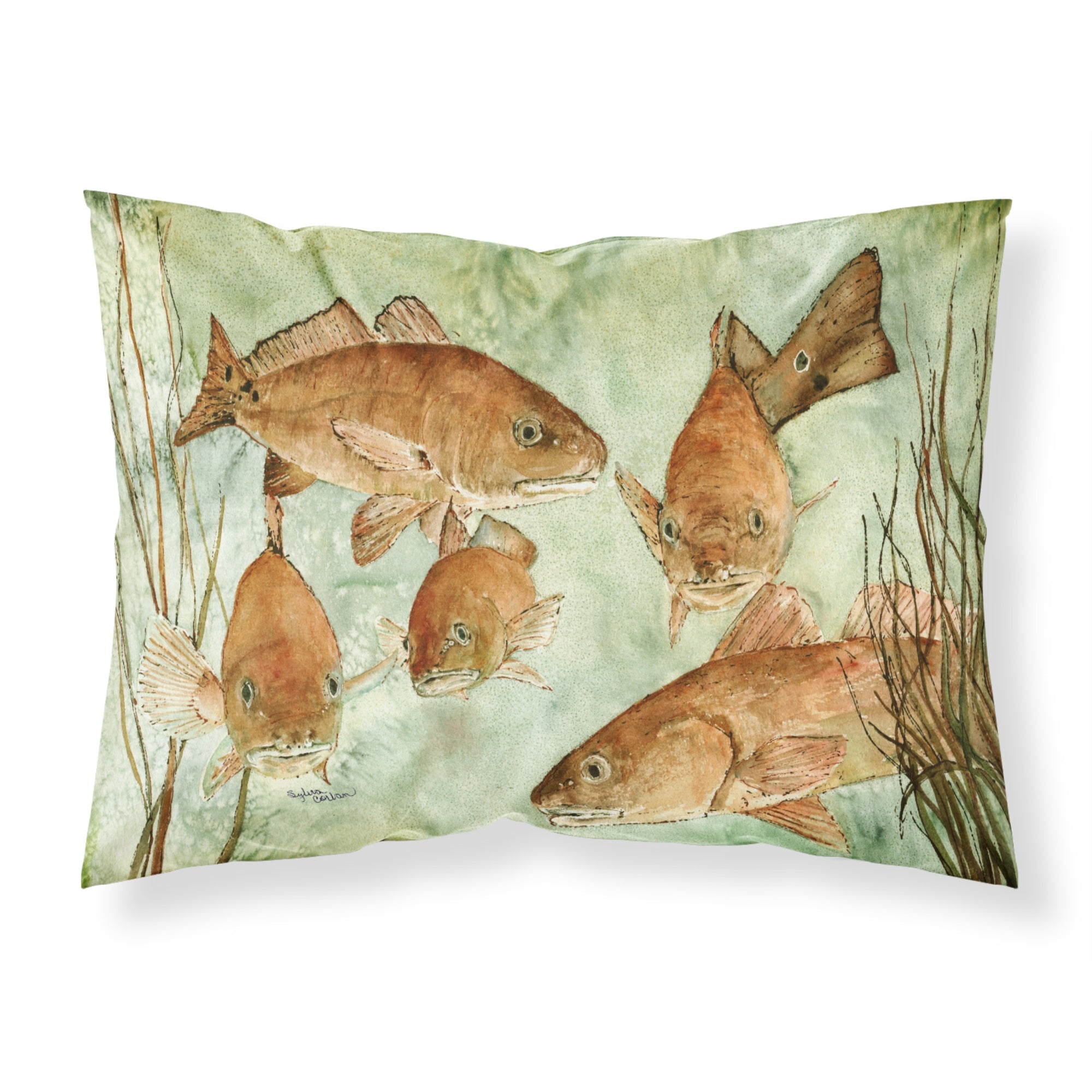 Caroline'S Treasures Red Fish Swim Fabric Standard Pillowcase 8983Pillowcase, Multicolor