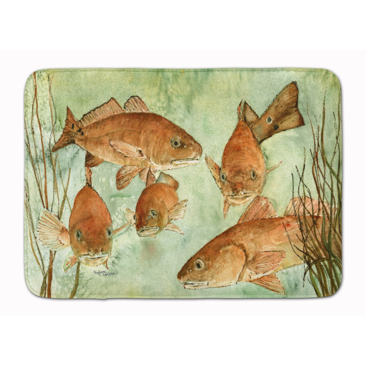 Caroline'S Treasures Red Fish Swim Floor Mat, 19 X 27, Multicolor