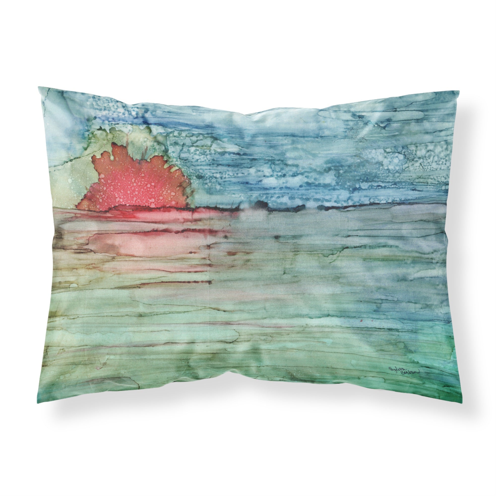 Caroline'S Treasures Abstract Sunset On The Water Fabric Standard Pillowcase 8984Pillowcase, Multicolor