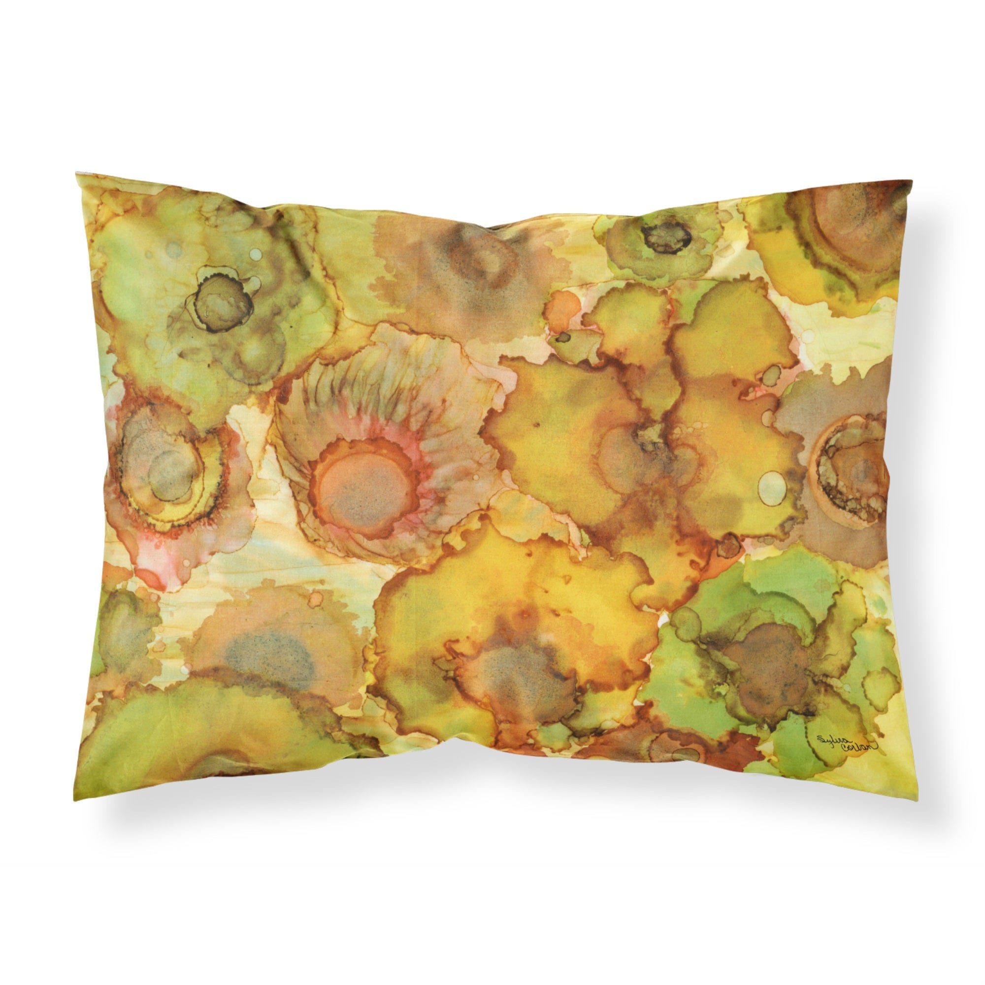 Caroline'S Treasures Abstract Flowers In Yellows And Oranges Fabric Standard Pillowcase 8986Pillowcase, Multicolor