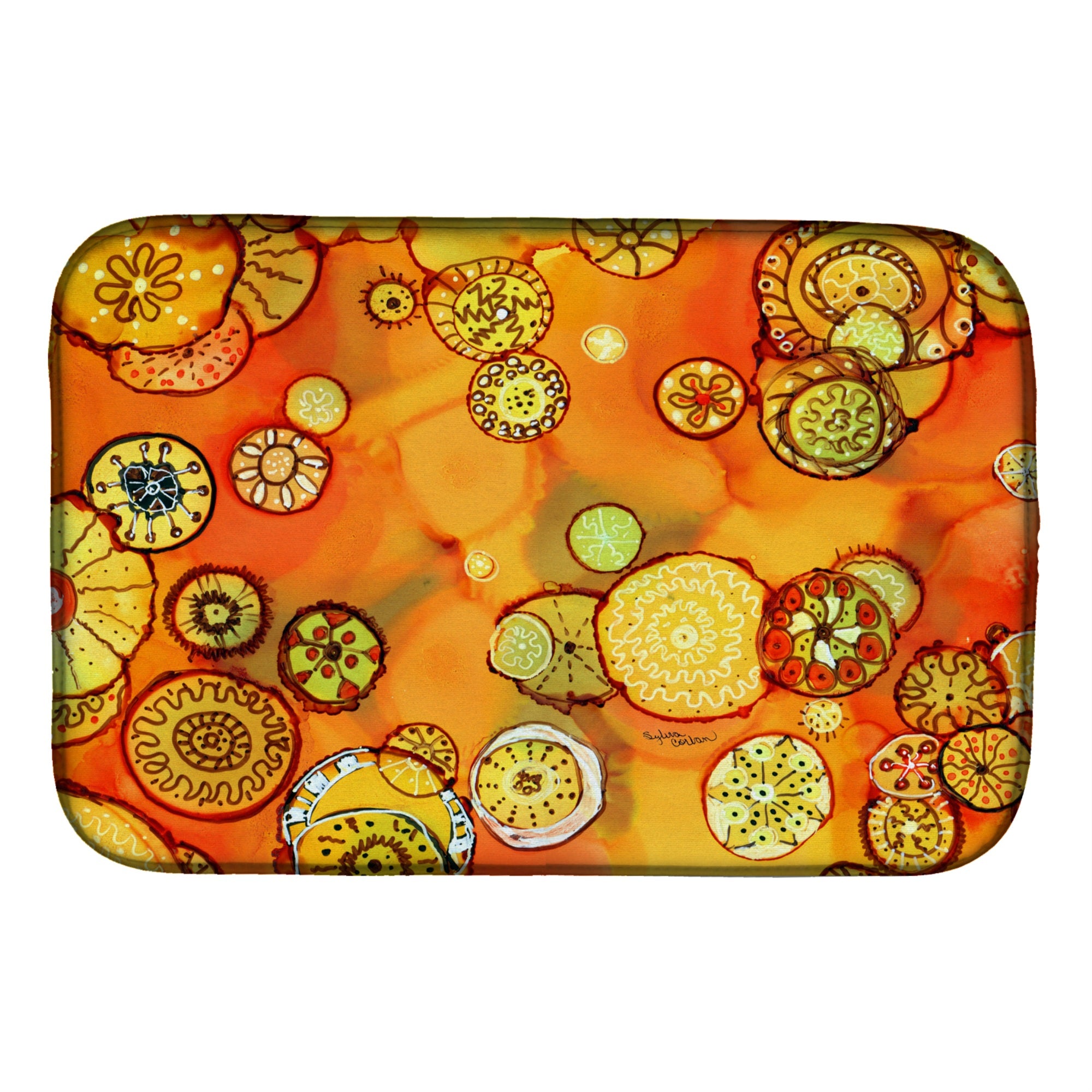 Caroline'S Treasures Abstract Flowers Dish Drying Mat, 14 X 21, Multicolor