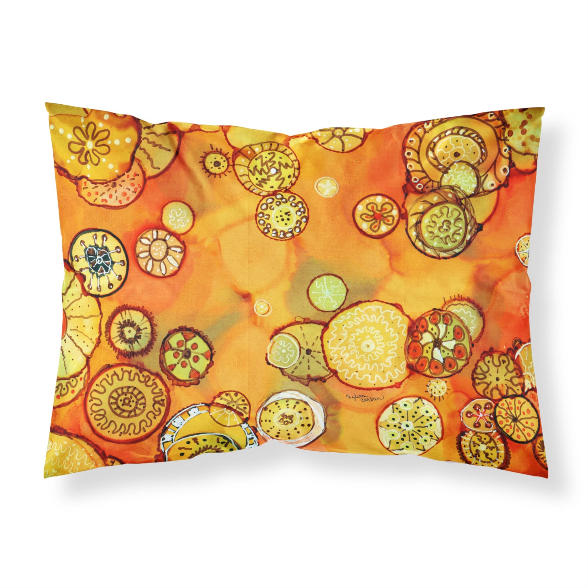 Caroline'S Treasures Abstract Flowers In Oranges And Yellows Fabric Standard Pillowcase 8987Pillowcase, Multicolor