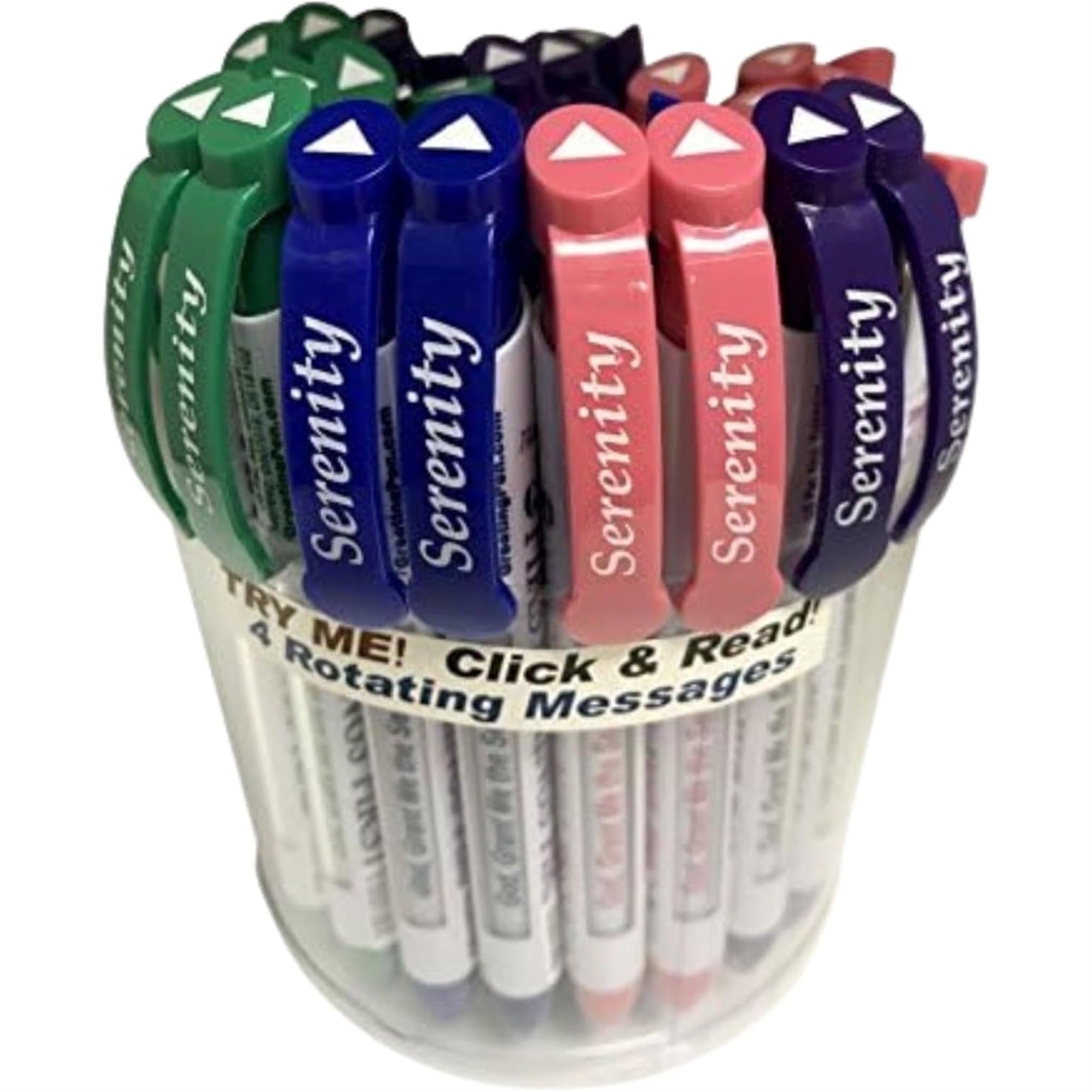 Greeting Pen  Serenity Prayer Rotating Message Pen  Inspirational Christian pen with 4 Uplifting Bible Verse Messages  Faith-Based Encouragement for Recovery  Variety -36 Pack 9027