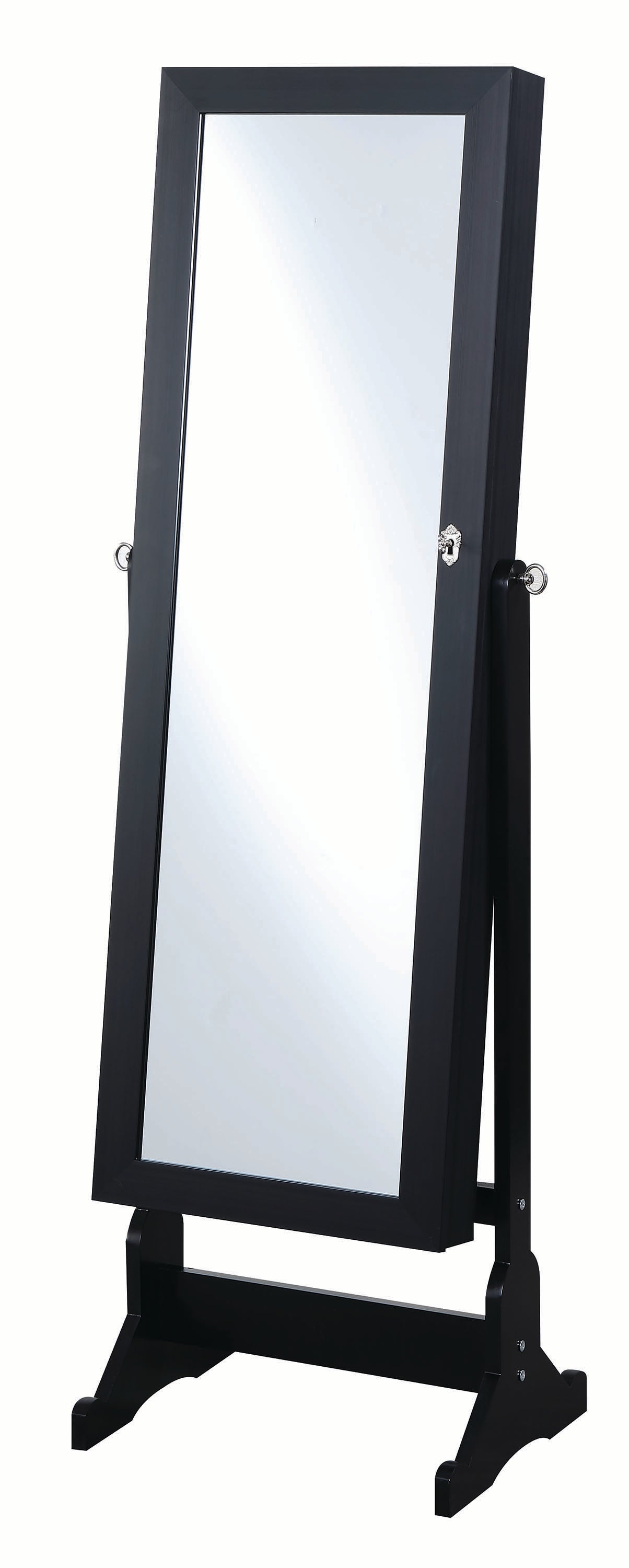 Transitional Black Jewelry Cheval Mirror