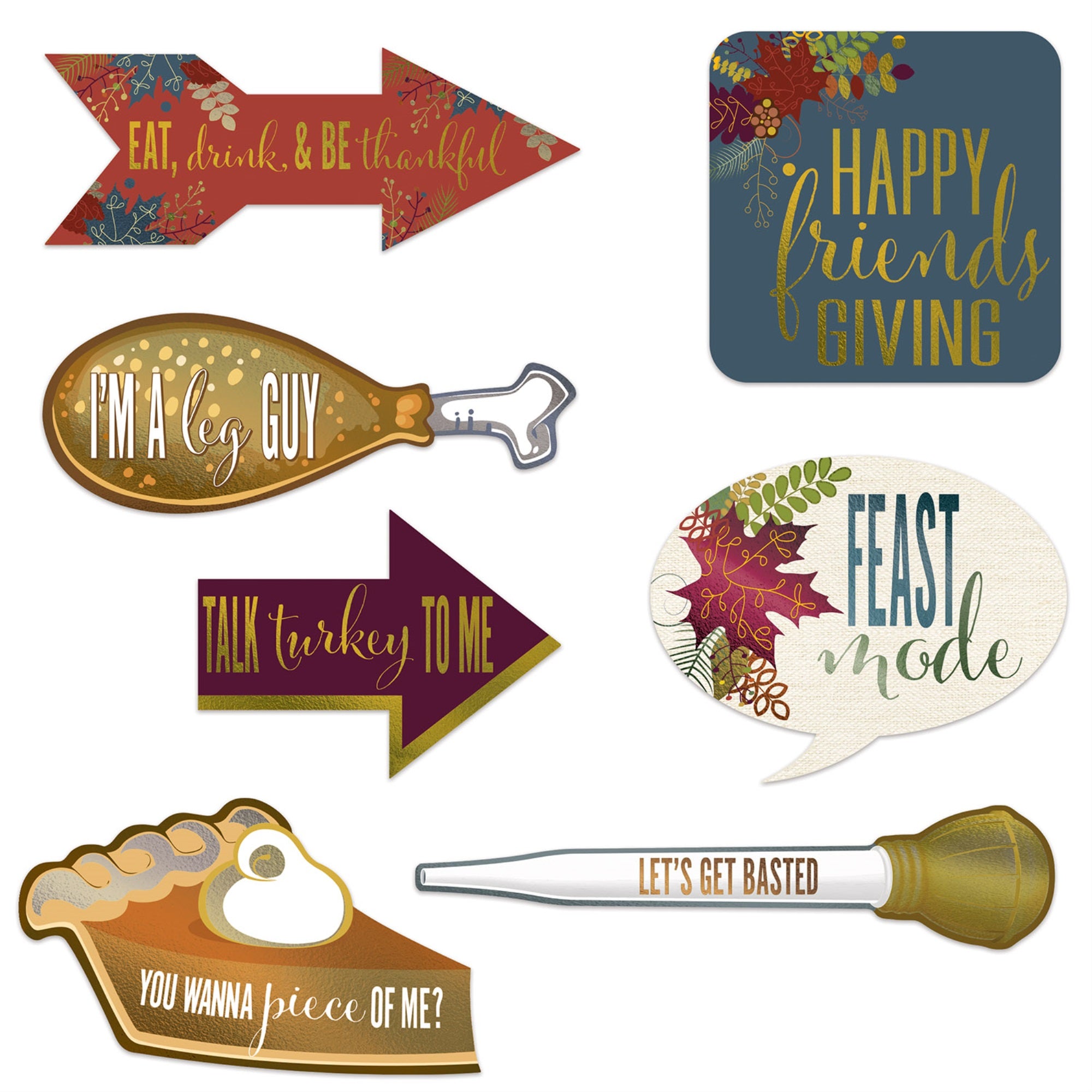 Foil Friendsgiving Photo Fun Signs, (Pack Of 12)