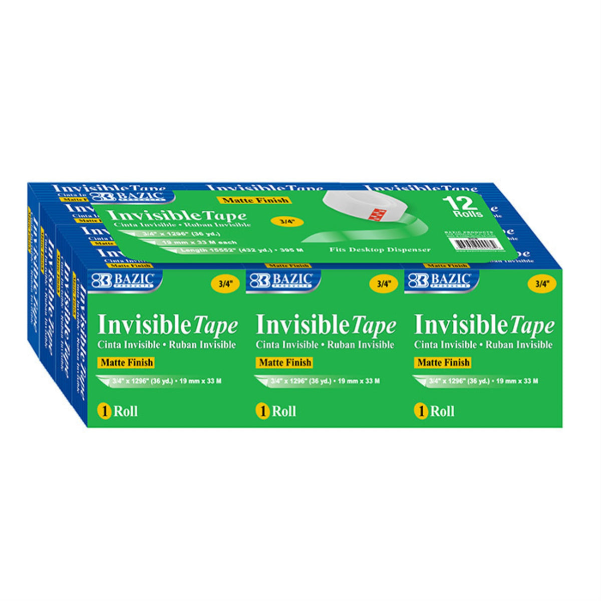 Bazic 3/4' X 1296' Invisible Tape Refill (12/Pack)