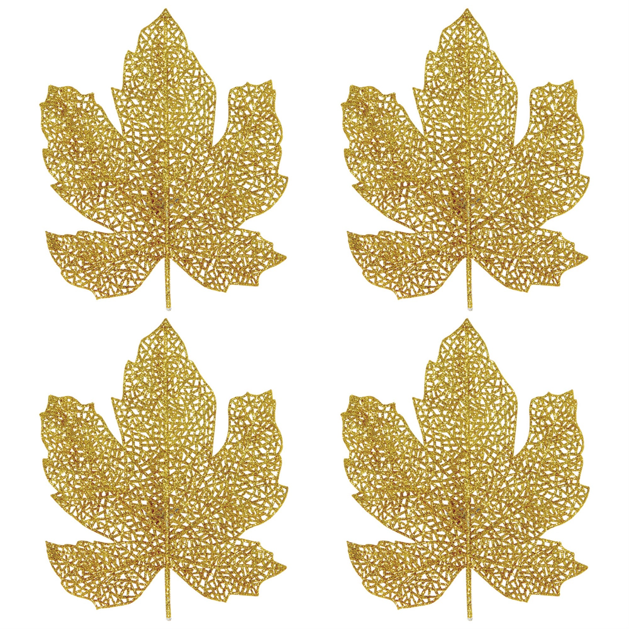 Glittered Fall Leaves, (Pack Of 12)