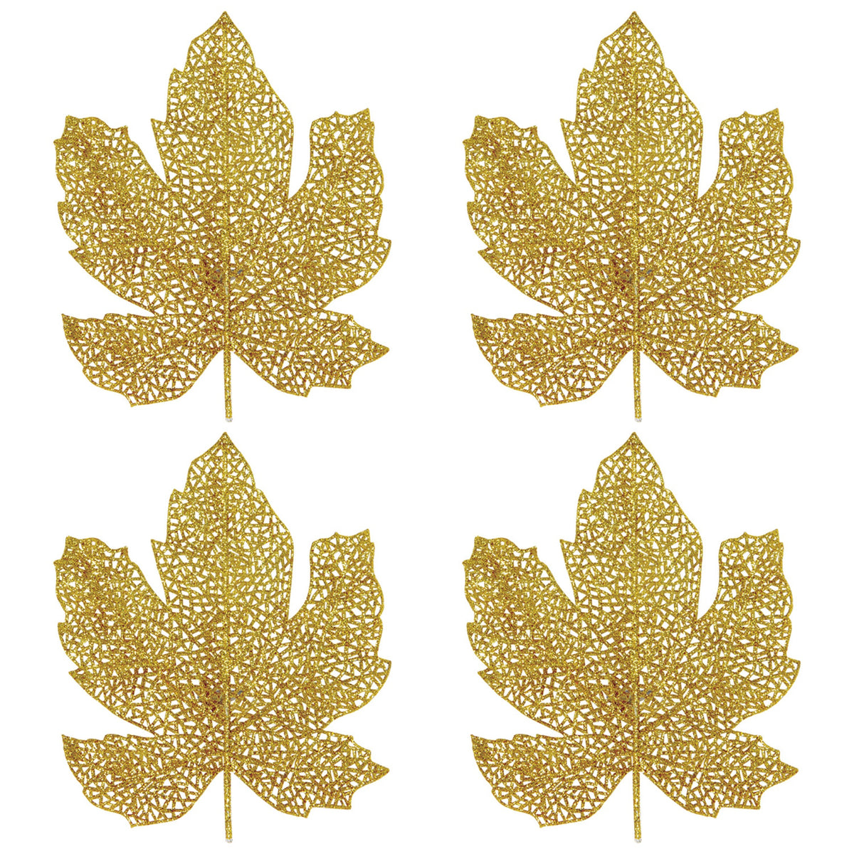 Glittered Fall Leaves, (Pack Of 12)