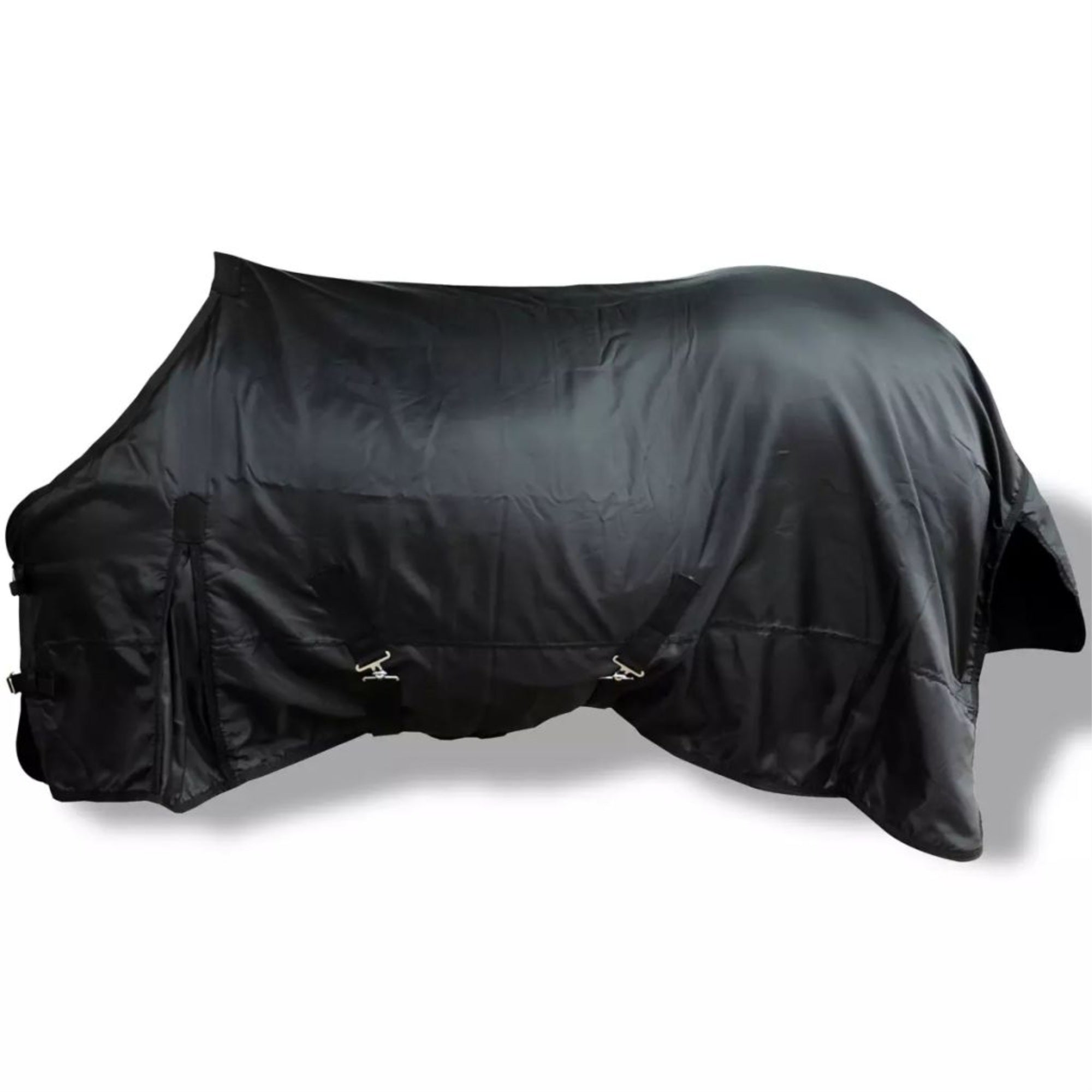 Vidaxl Fleece Rug Double Layers With Surcingles 49.2' Black