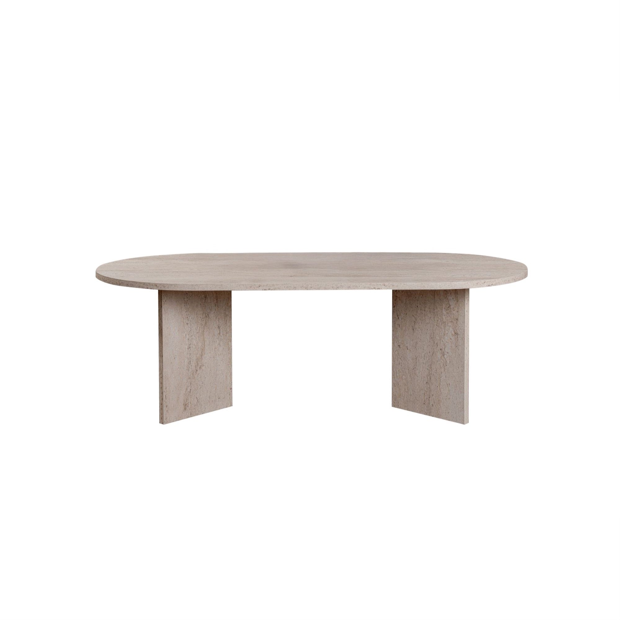 Modern Coffee Table, Travertine Color, 119 x 40 x 60 cm | 100% Melamine Coated Particle Board, 18 mm Thickness | Stylish & Functional Design for Any Living Space