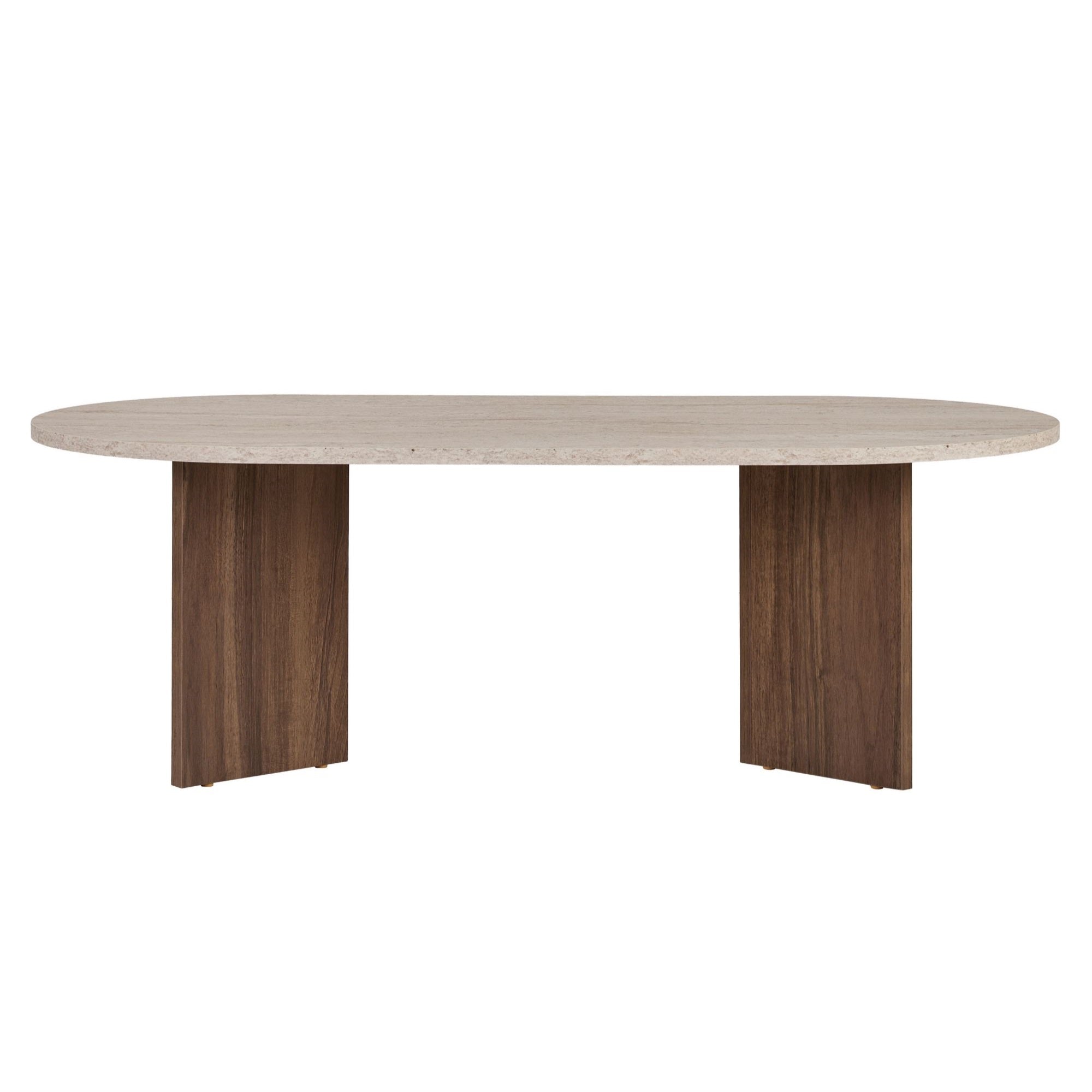 Modern Coffee Table, 119 cm, Travertine & Venezia Walnut | 100% Melamine Coated Particle Board, 18 mm Thick | Stylish & Functional for Living Spaces