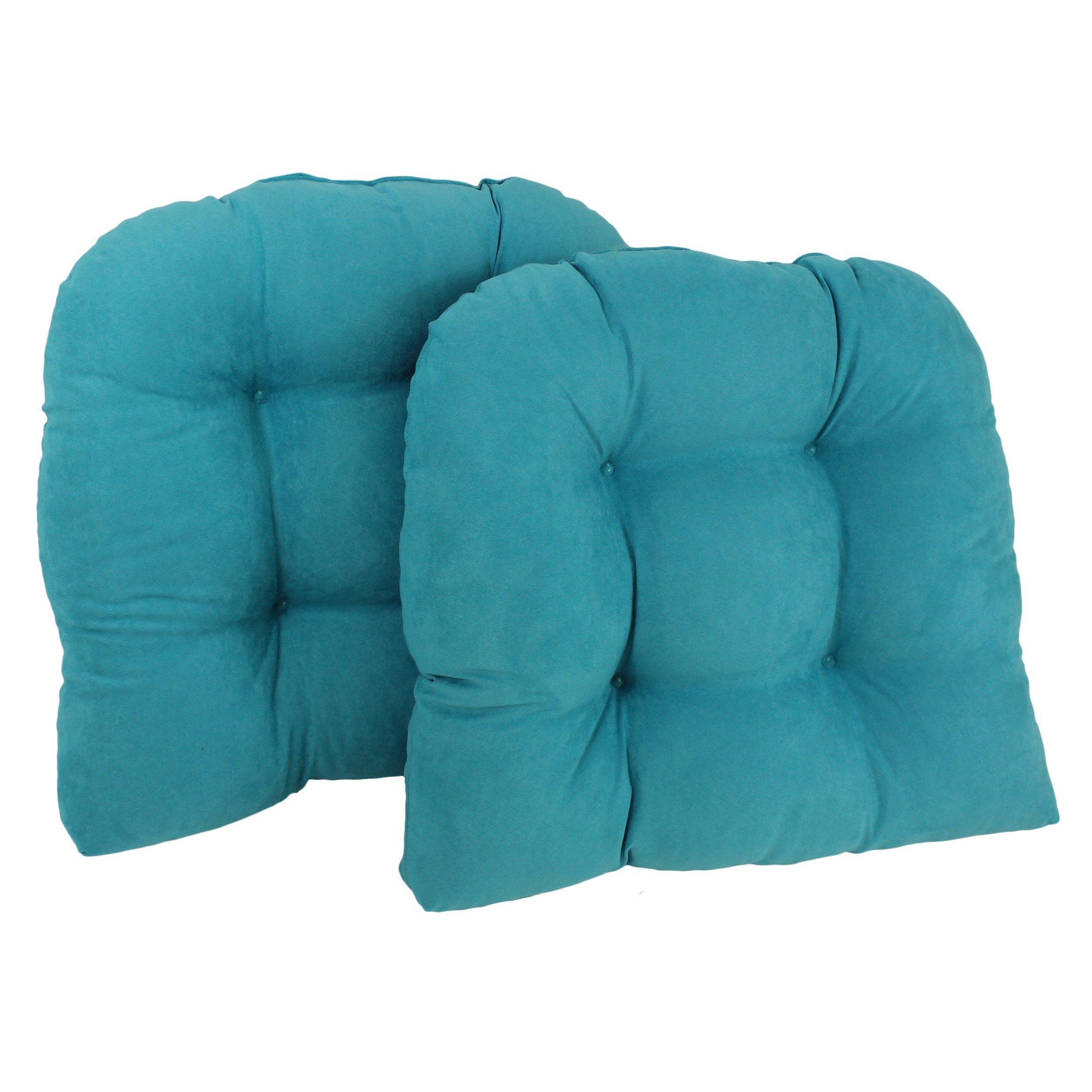19-inch U-Shaped Micro Suede Tufted Dining Chair Cushion (Set of 2) - Aqua Blue