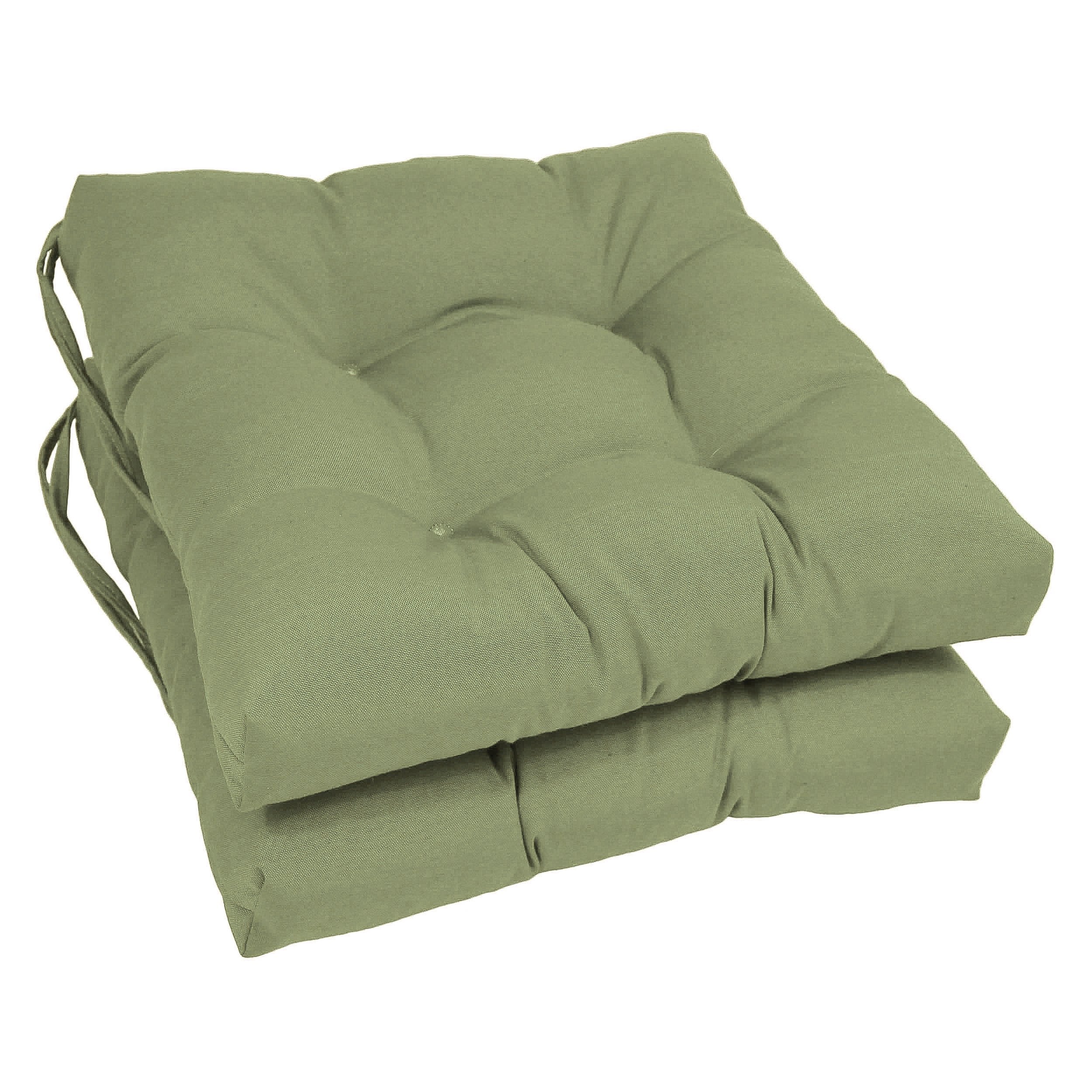 16-inch Solid Twill Square Tufted Chair Cushions (Set of 2) - Sage