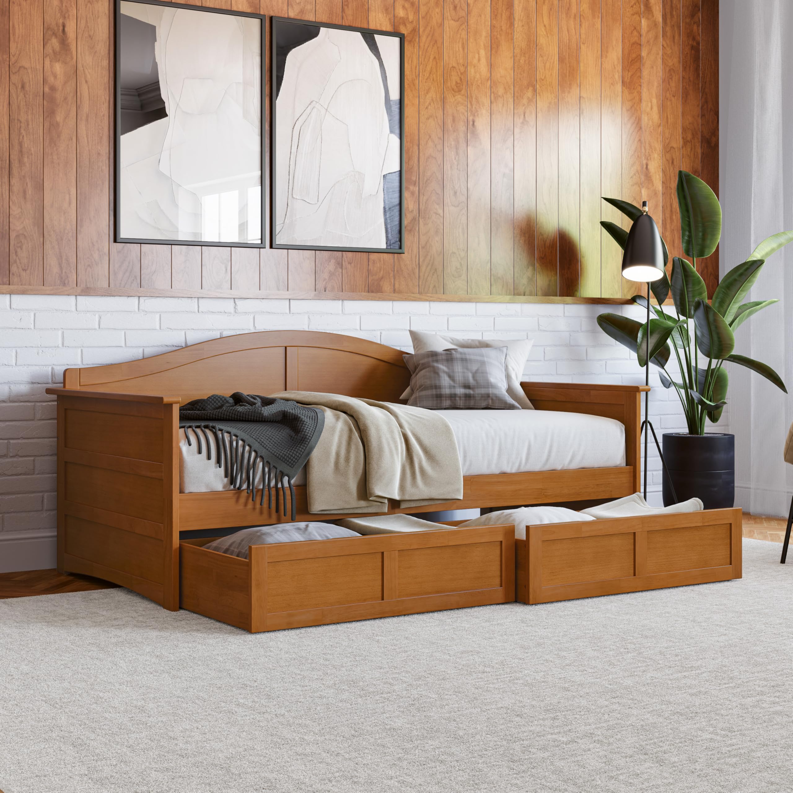 AFI Acadia Twin Size Daybed with Storage Drawers in Light Toffee