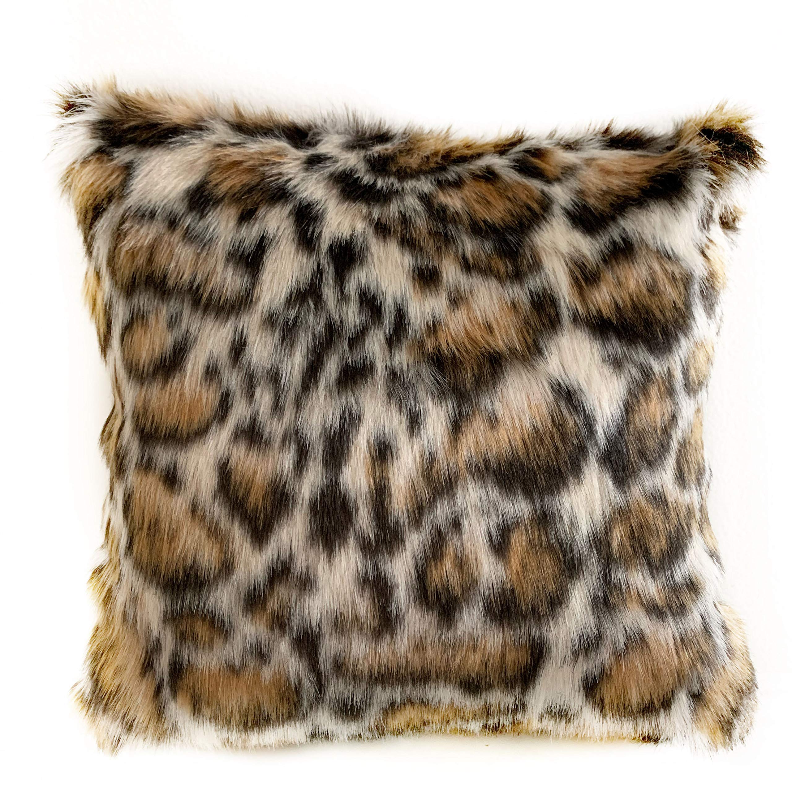 Plutus Brands Brown Plutus Tiger Animal Faux Fur Luxury Throw Pillow 16 in x 16in, Double Sided 16 x 16”