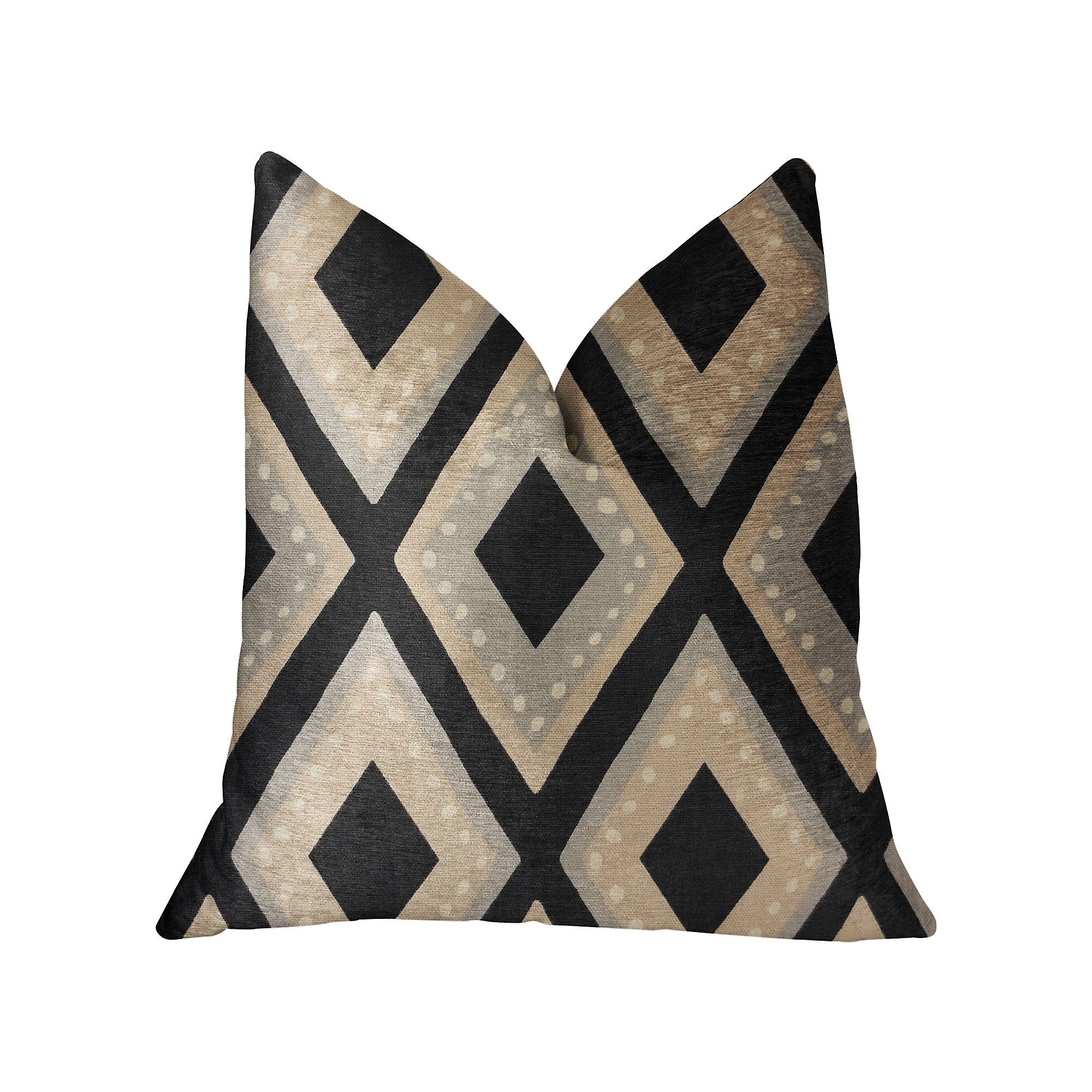 Plutus Jager Dotz Blue and Beige Luxury Throw Pillow - Double sided  20 x 30″ Queen