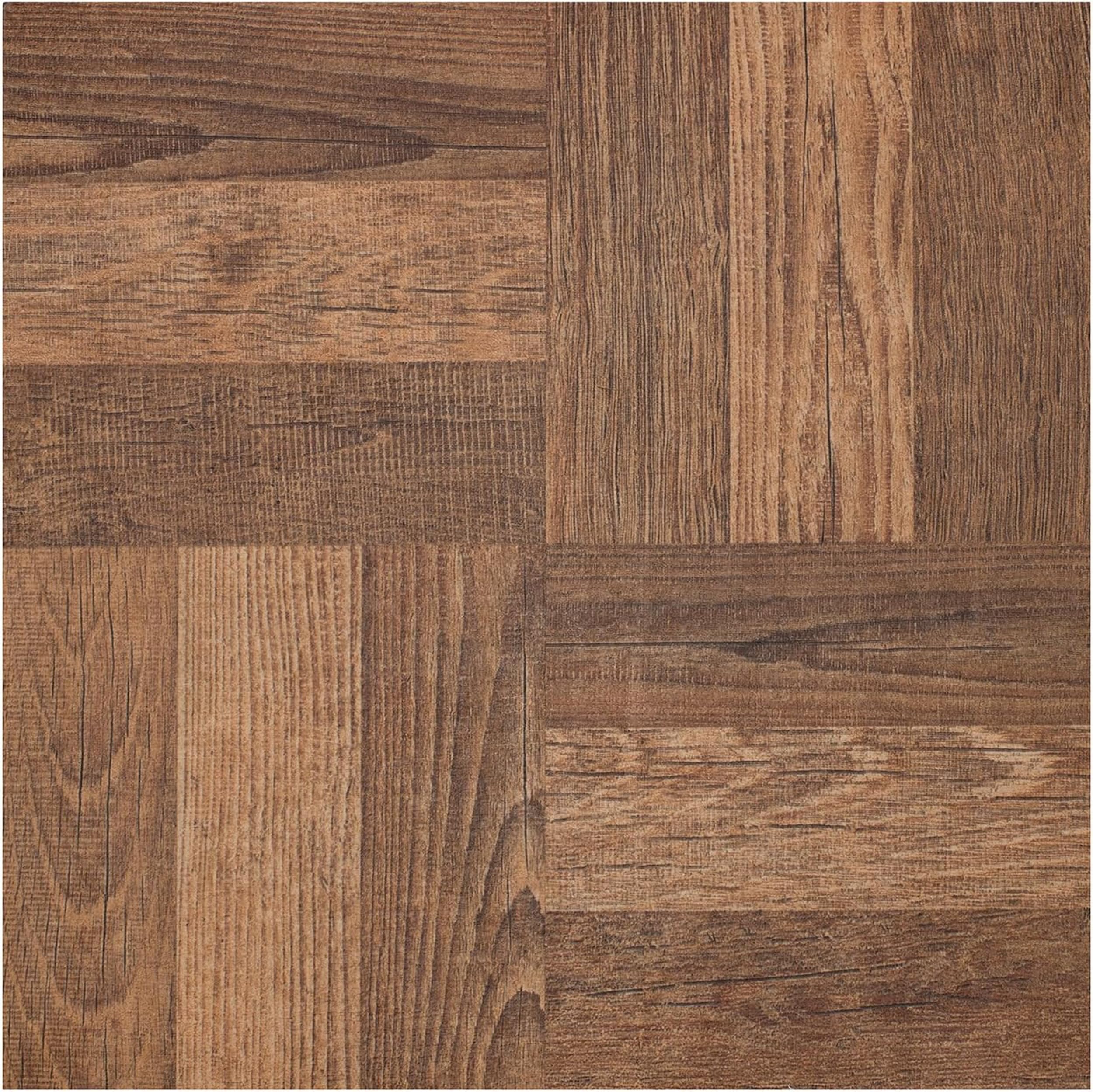 Portfolio 12x12 2.0mm Self Adhesive Vinyl Floor Tile - Walnut Parquet - 9 Tiles/9 sq. ft.