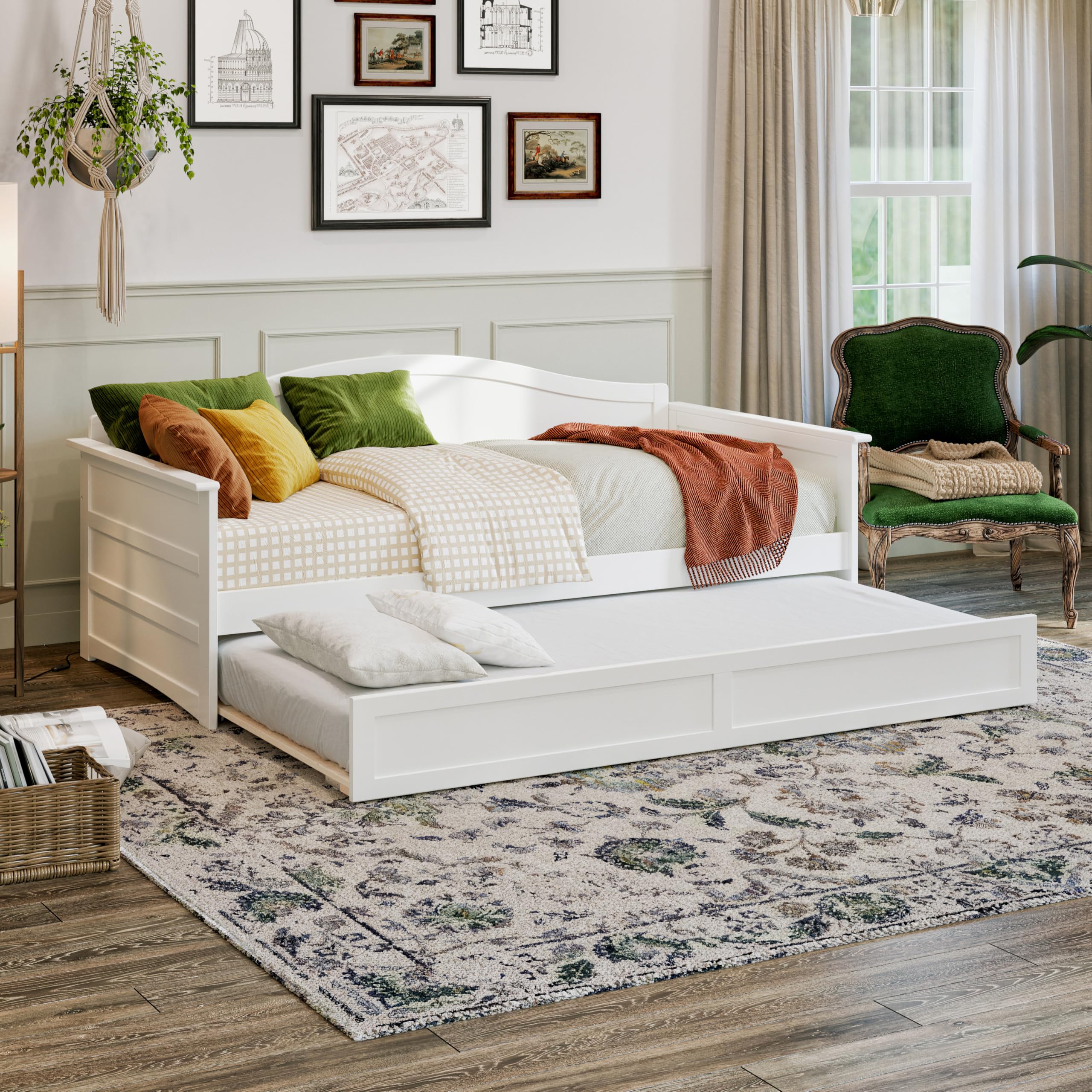 AFI Acadia Twin Size Daybed with Twin Trundle in White