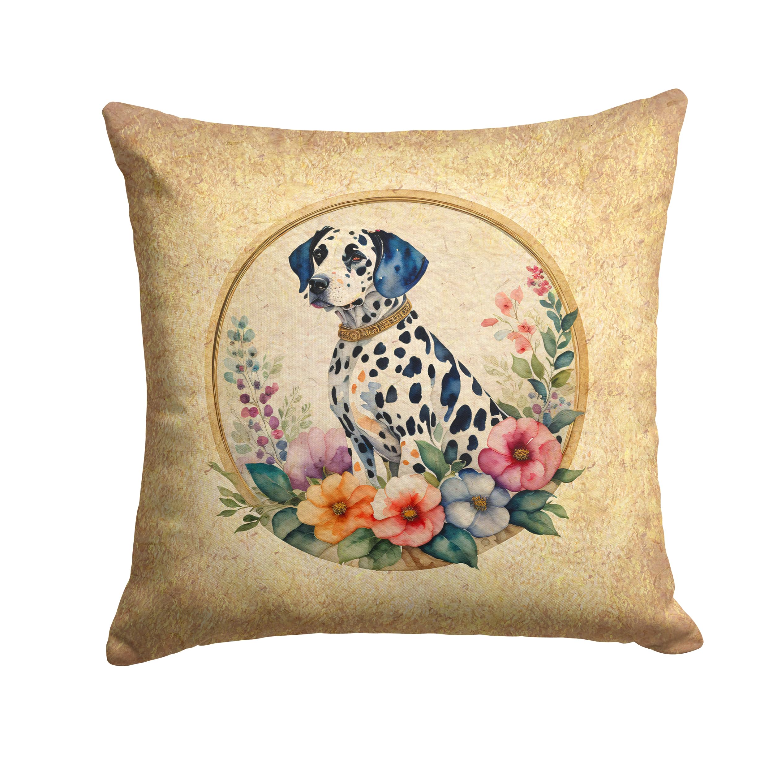 Dalmatian And Flowers Throw Pillow
