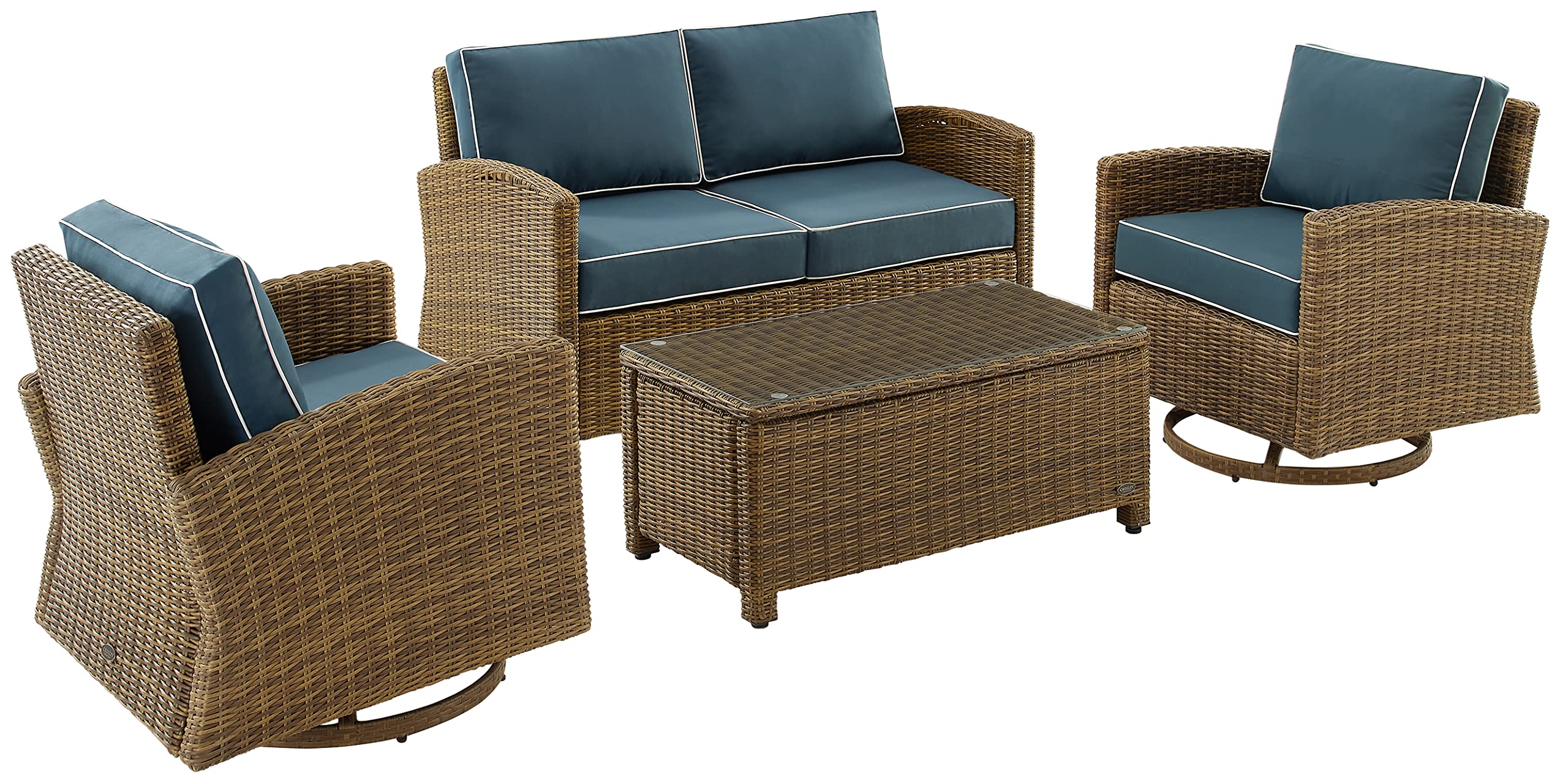 Bradenton 4Pc Swivel Rocker Conversation Set- Coffee Table, Loveseat, & 2 Swivel Rockers