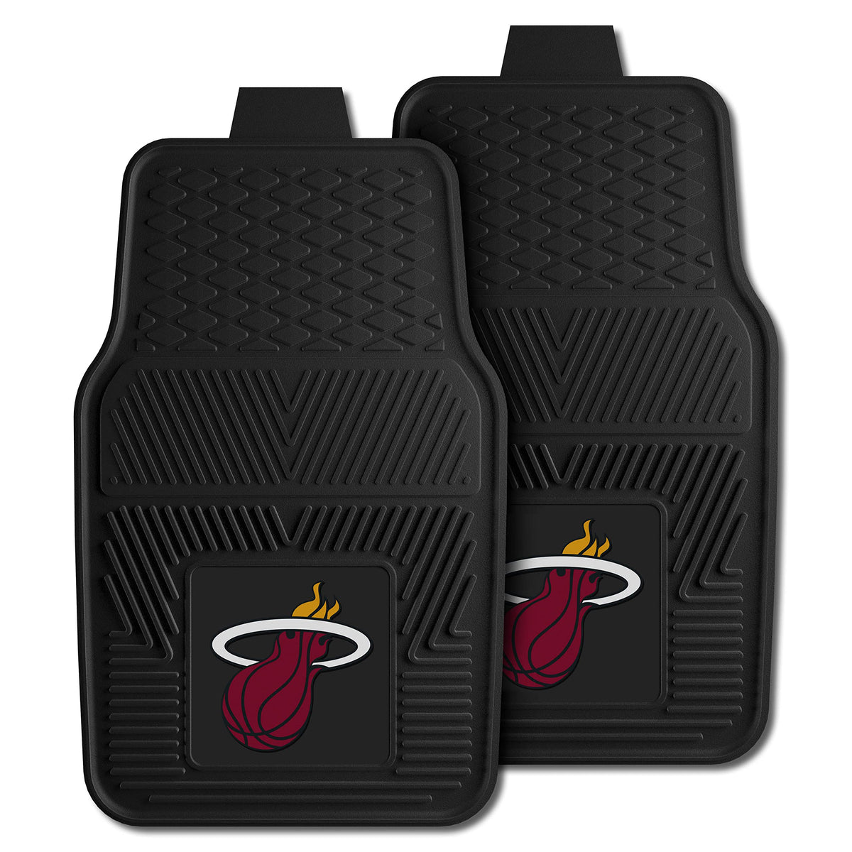 Fanmats 9318 Miami Heat 2-Piece Heavy Duty Vinyl Car Mat Set, Front Row Floor Mats, All Weather Protection, Universal Fit, Deep