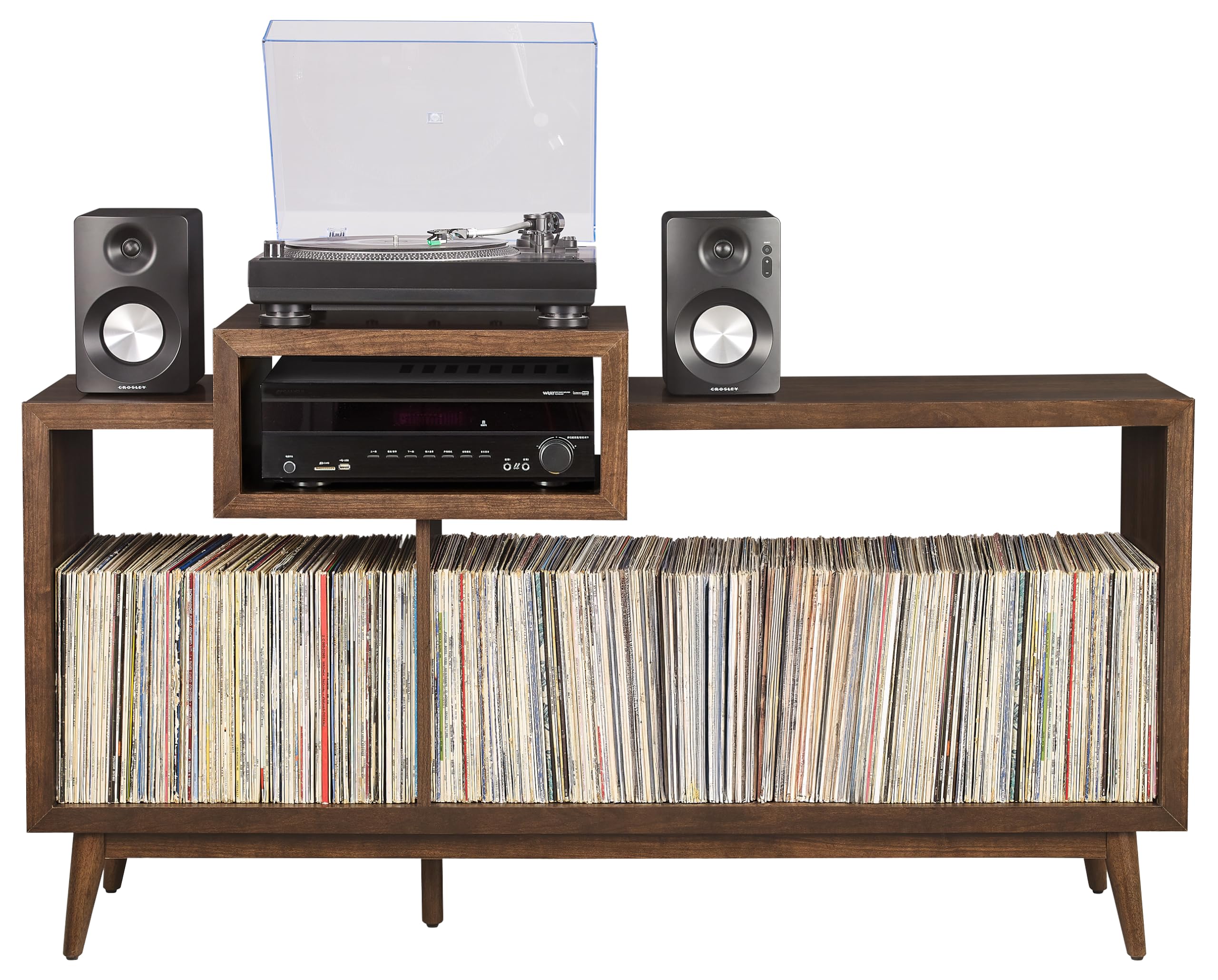 Nashville Large Record Player Stand With Vinyl Storage Brown