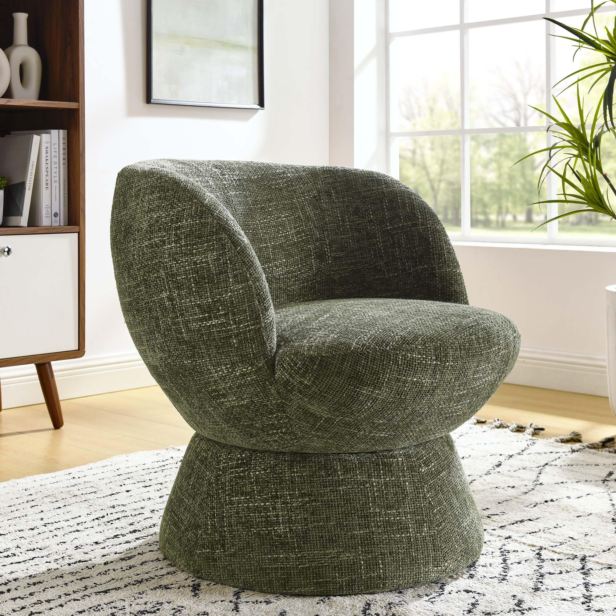 Vesta Chenille Fabric Upholstered Swivel Chair by Modway