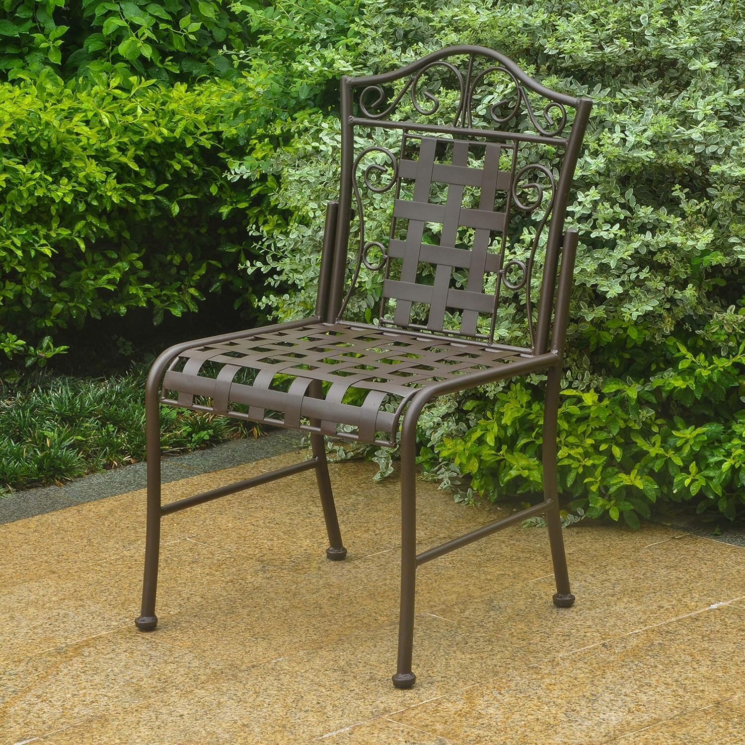 Mandalay Iron Patio Set of 2 Bistro Chairs -Rustic Brown