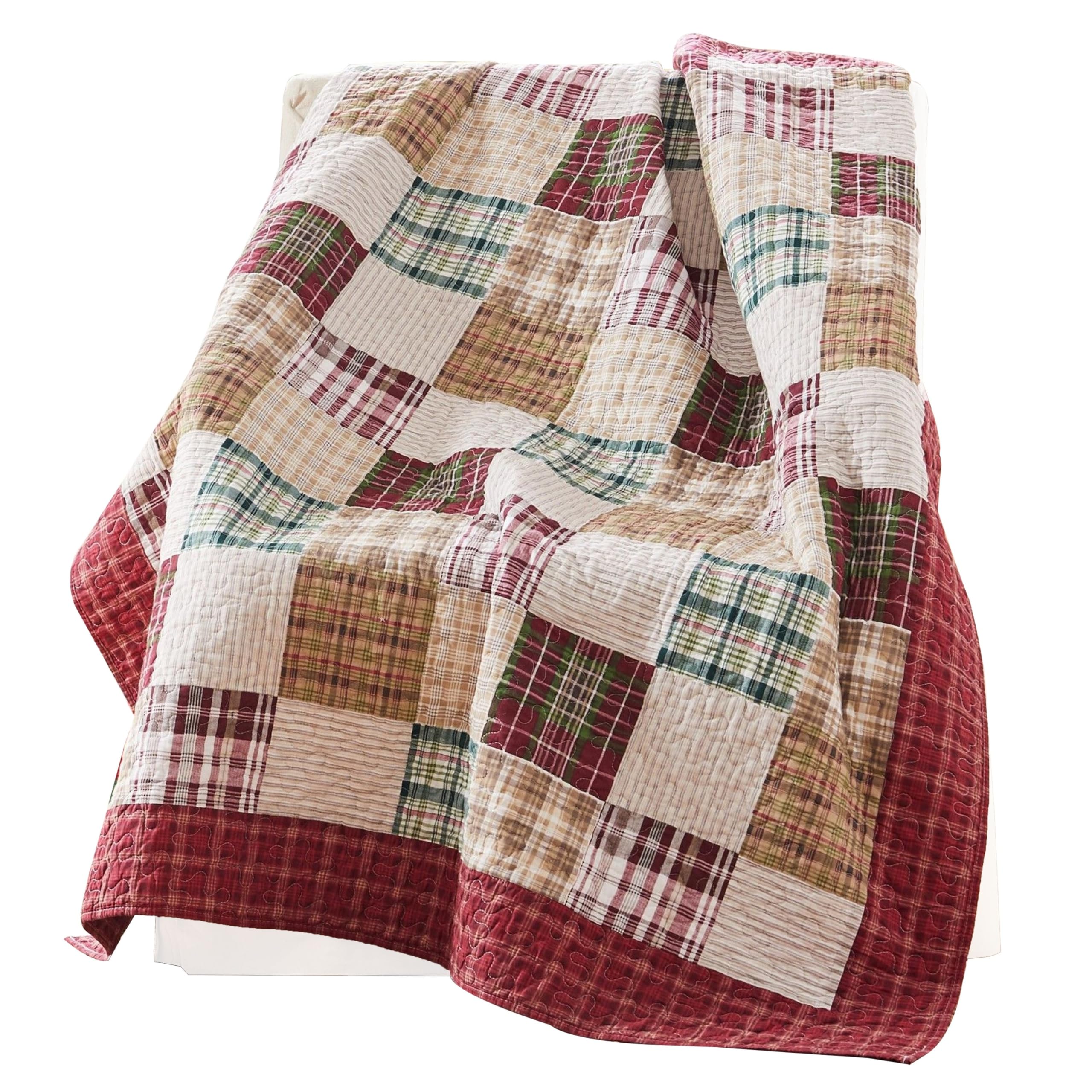 Evi 50 x 60 Inch Quilted Patchwork Throw Blanket, Soft Multicolor Cotton