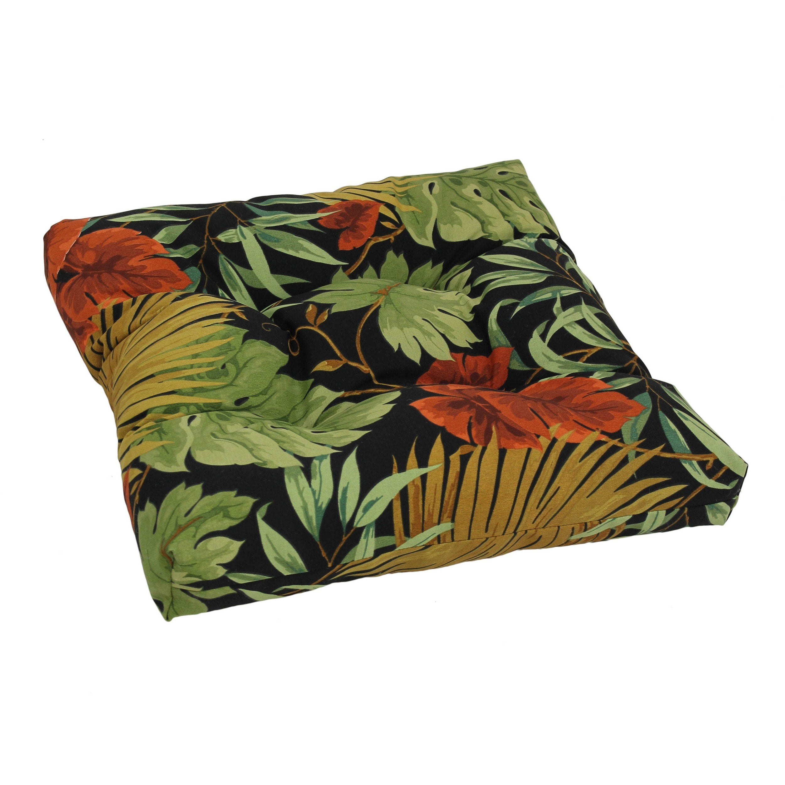 19-inch Squared Spun Polyester Tufted Dining Chair Cushion - Tropique Raven