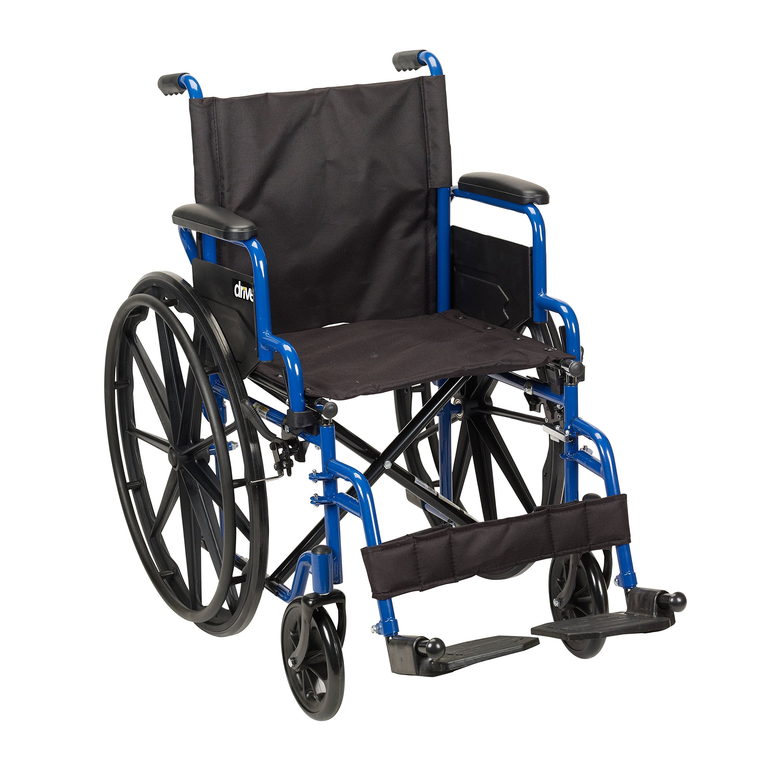 Blue Streak Wheelchair with Flip Back Desk Arms, Swing Away Footrests, 16″ Seat