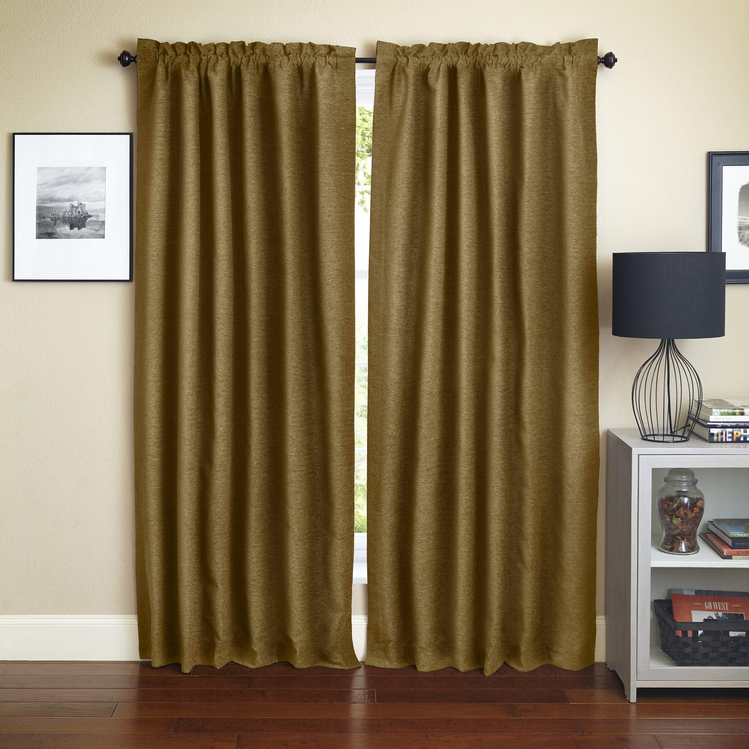 Blazing Needles 63-inch by 52-inch Patterned Jacquard Chenille Curtain Panels (Set of 2) - Champaign