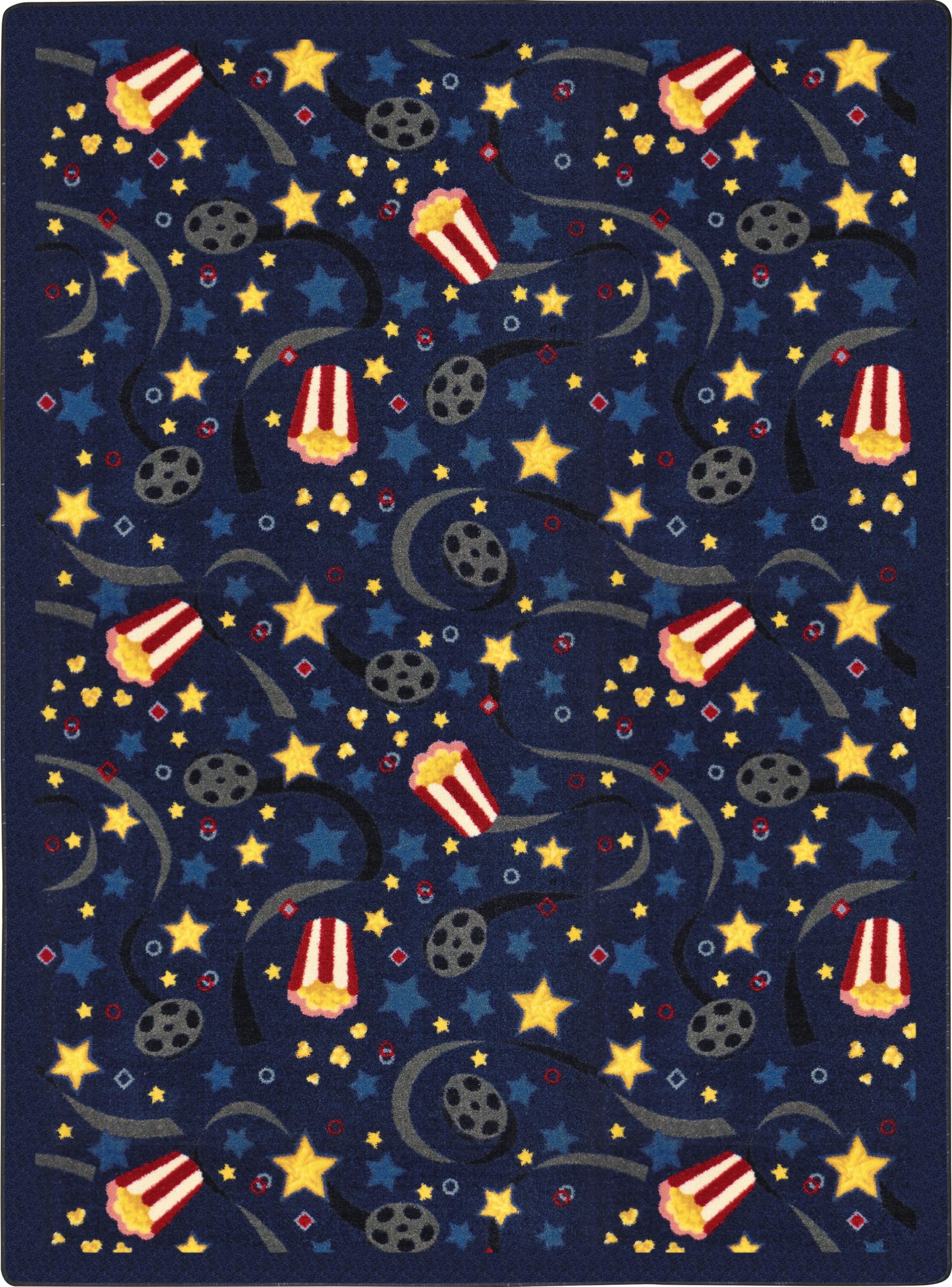 Joy Carpets Any Day Matinee Feature Film 78 x 109??Indoor Area Rug in Color Navy